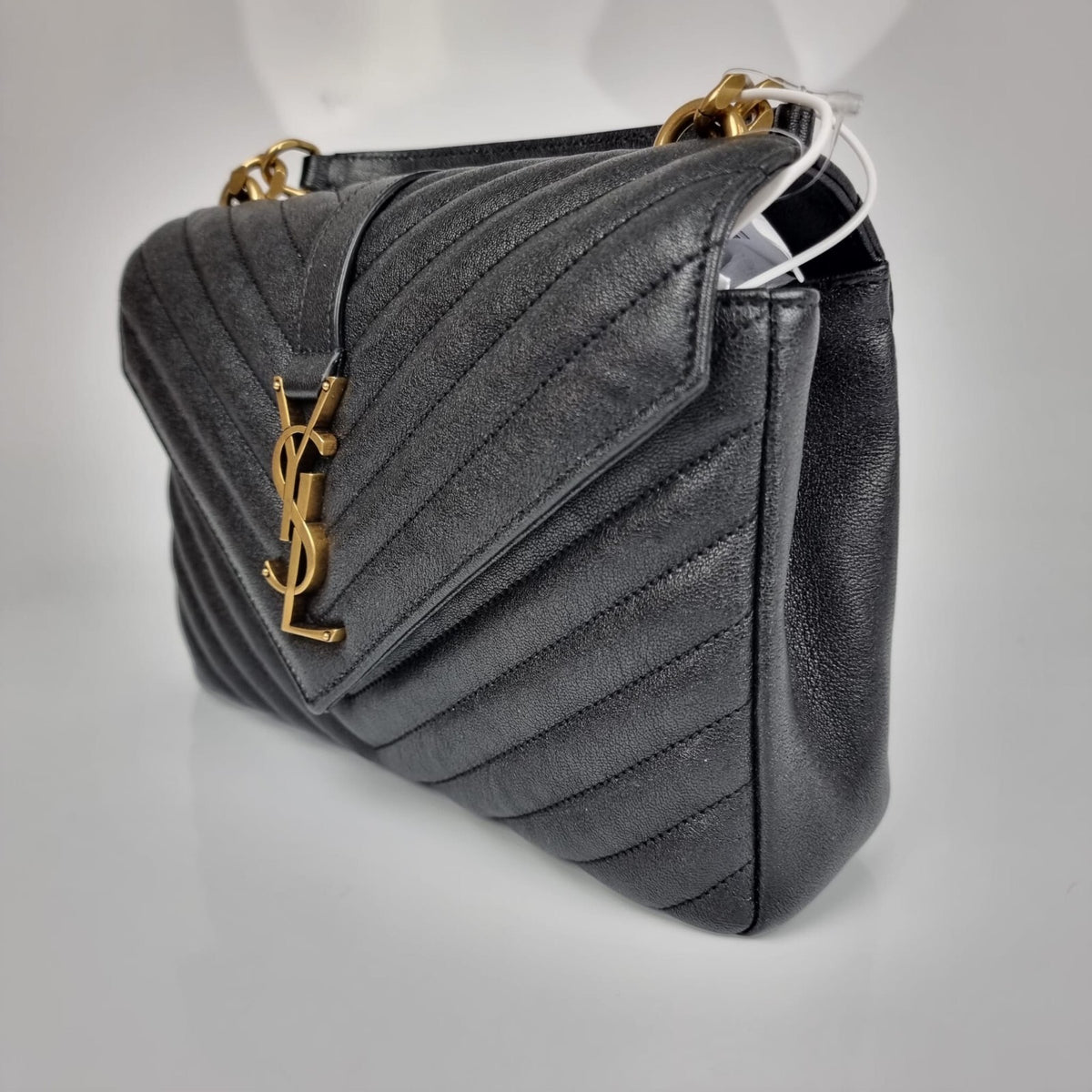 SAINT LAURENT Medium College Quilted Black Leather Bag New