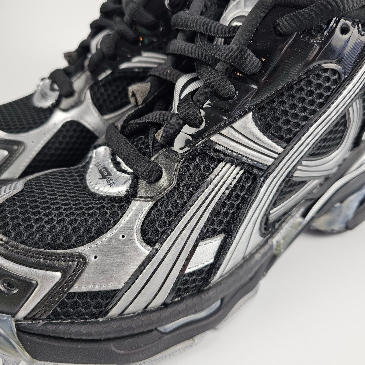 BALENCIAGA Runner $1190 Men's Black/Silver Sneakers New & Authentic