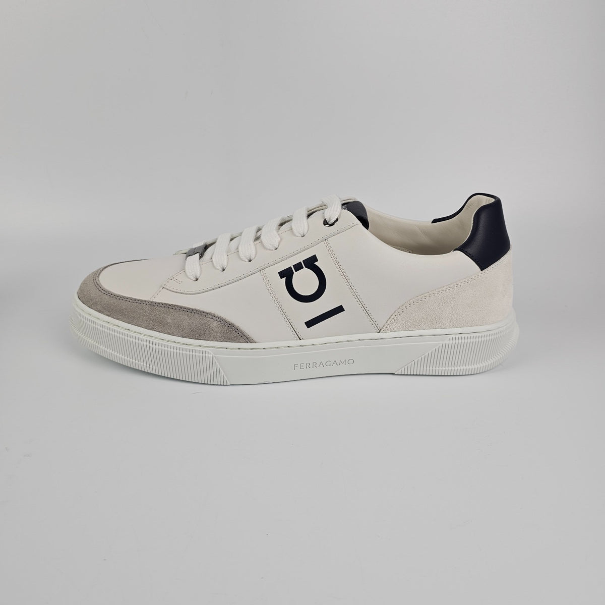 FERRAGAMO Alaska White/Black Sneakers New & Authentic