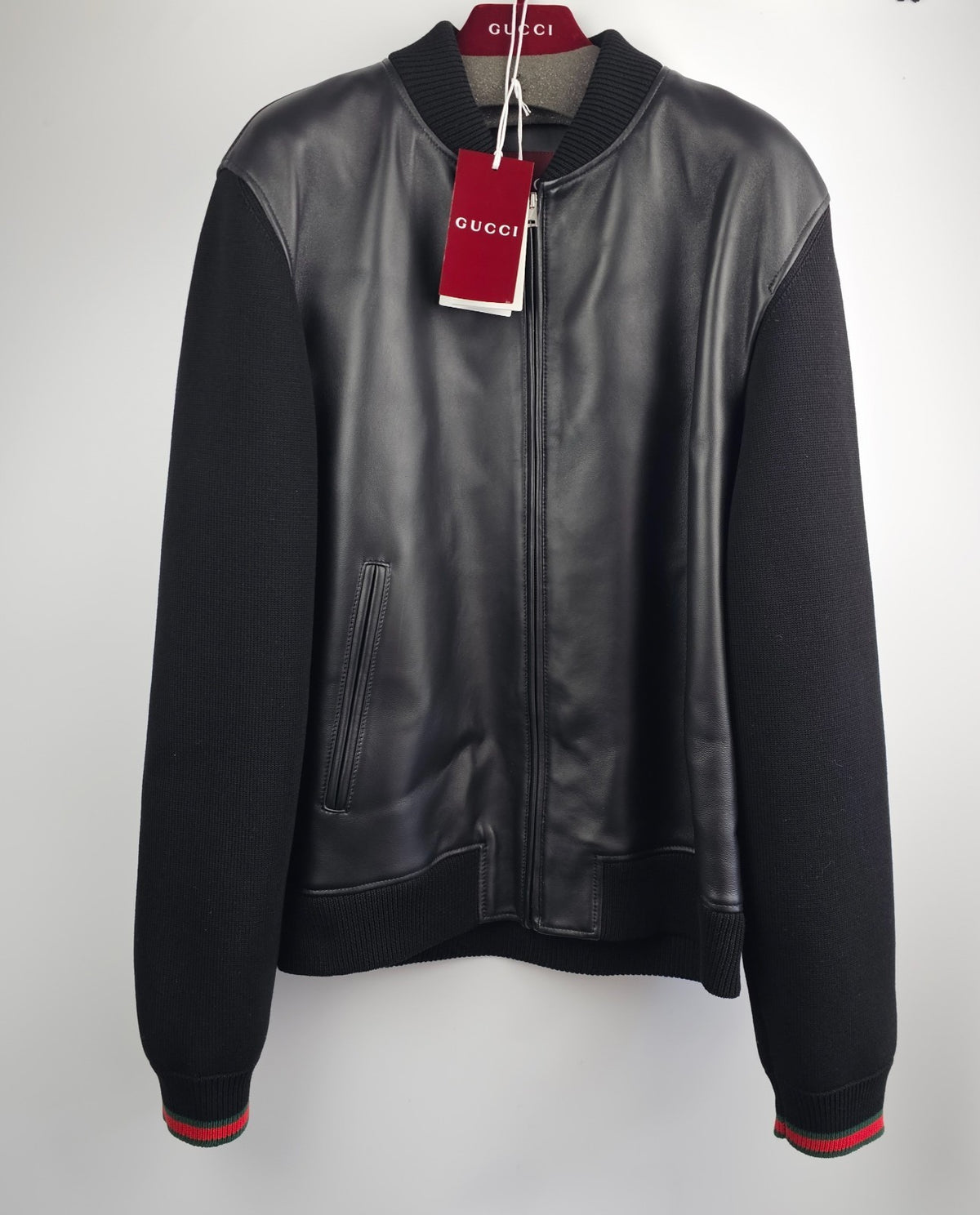 GUCCI $3980 Black Nappa Leather Bomber Jacket New & Authentic