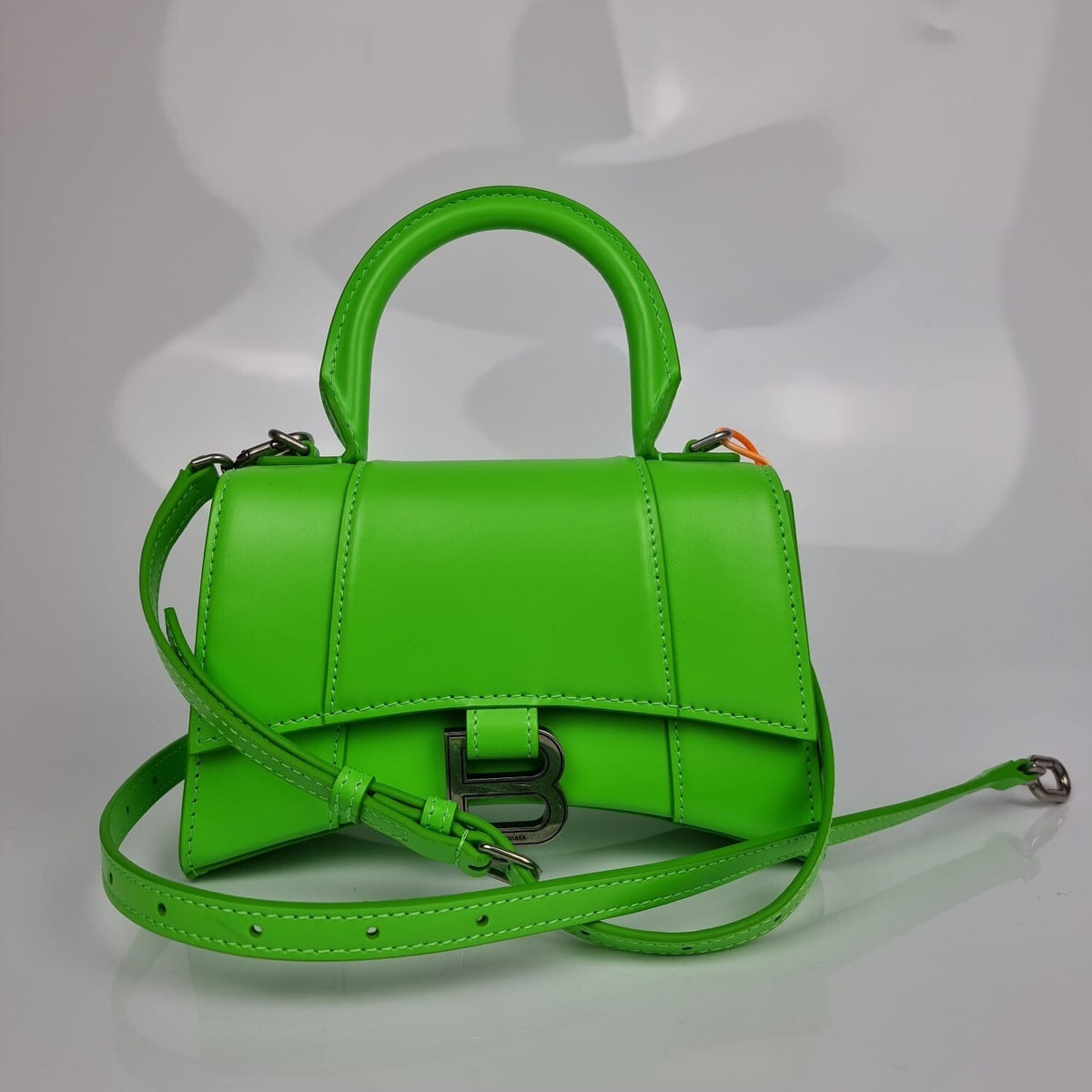 BALENCIAGA XS Hourglass Green Leather Bag New