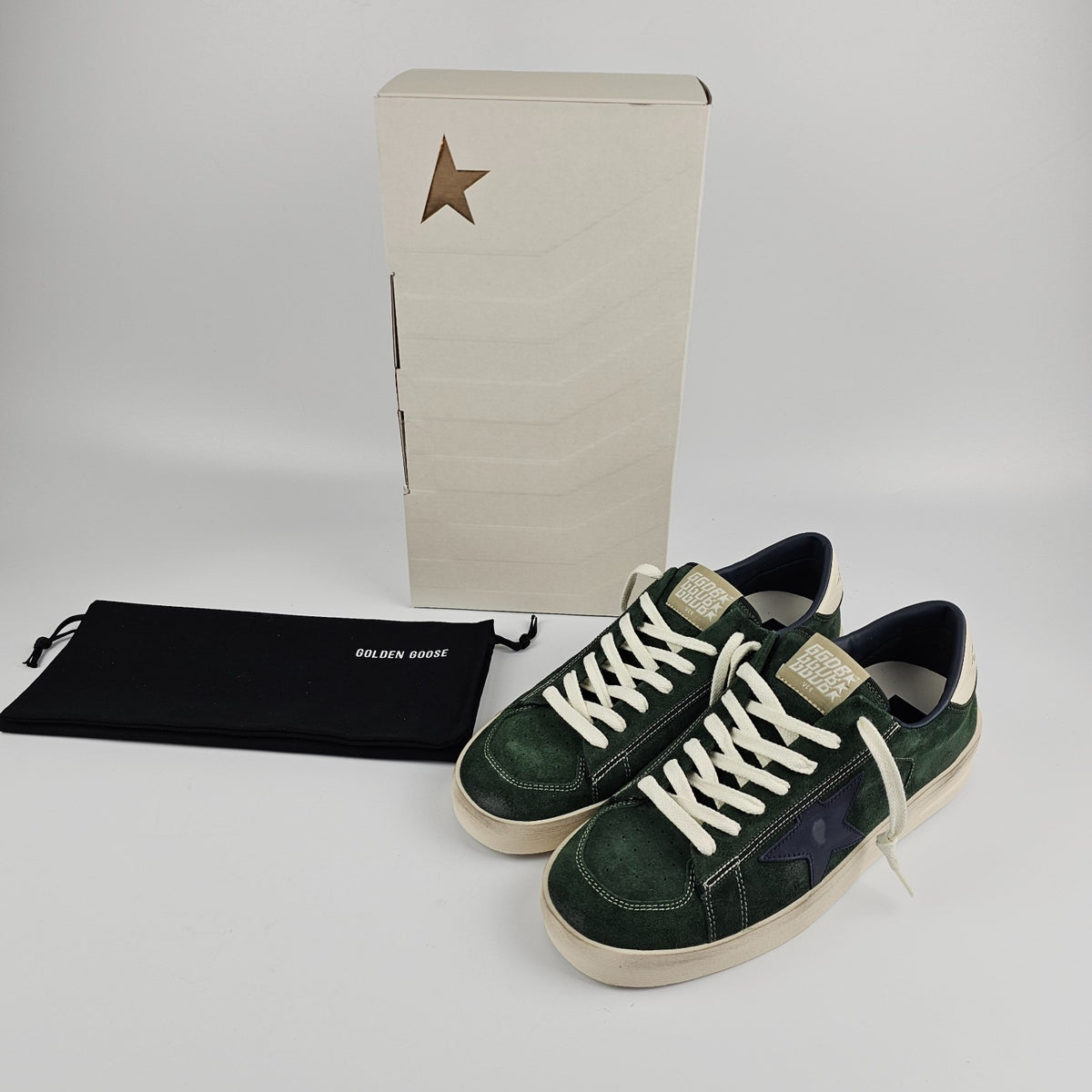 GOLDEN GOOSE Stardan Men's Green/White Suede Sneakers New