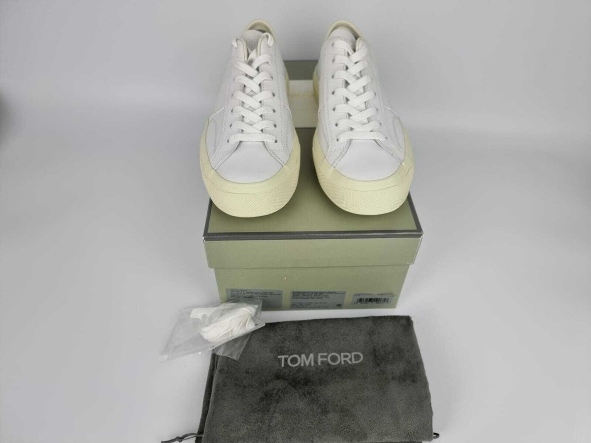 TOM FORD Cambridge White Leather Low Top Sneakers New Size US 9 EU 42