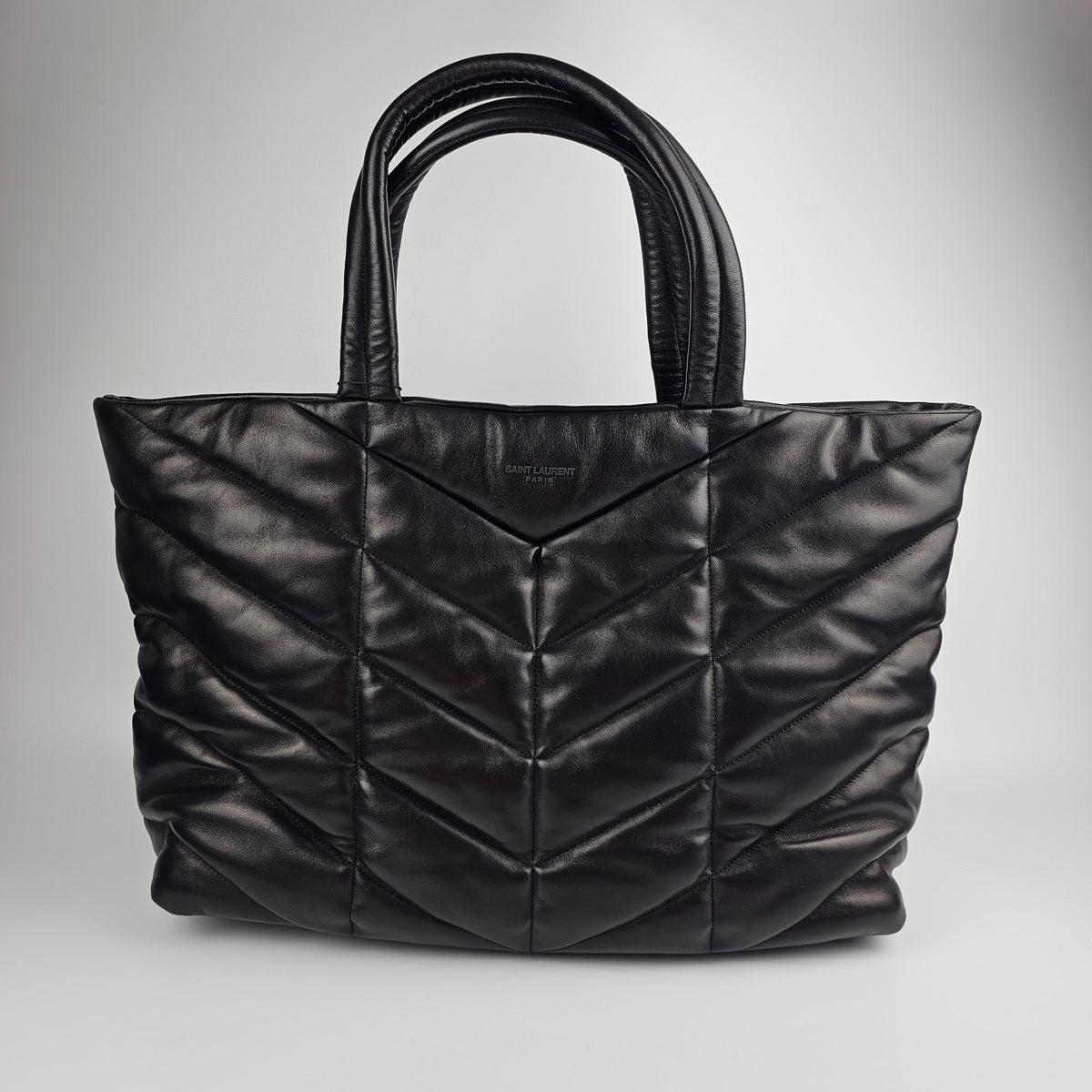 Saint Laurent Black Nappa Lambskin Puffer Tote Bag New