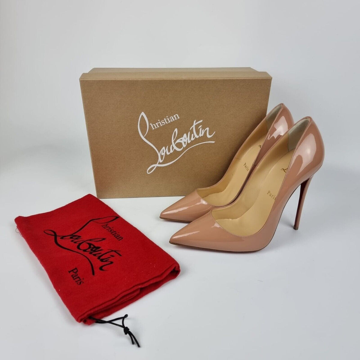 CHRISTIAN LOUBOUTIN So Kate 120MM Beige Patent Leather Pumps New Size 39 US 9