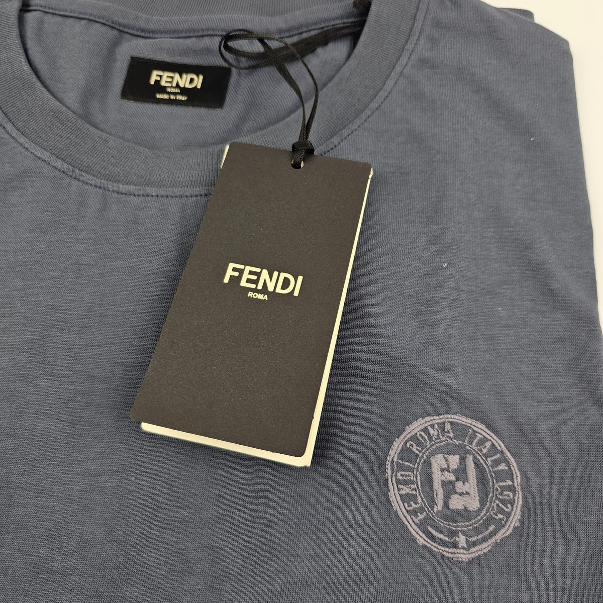 FENDI $790 Blue Cotton T-shirt New & Authentic