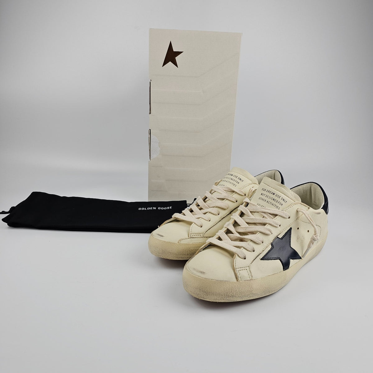 GOLDEN GOOSE Super Star Men's White/Night Blue Sneakers New