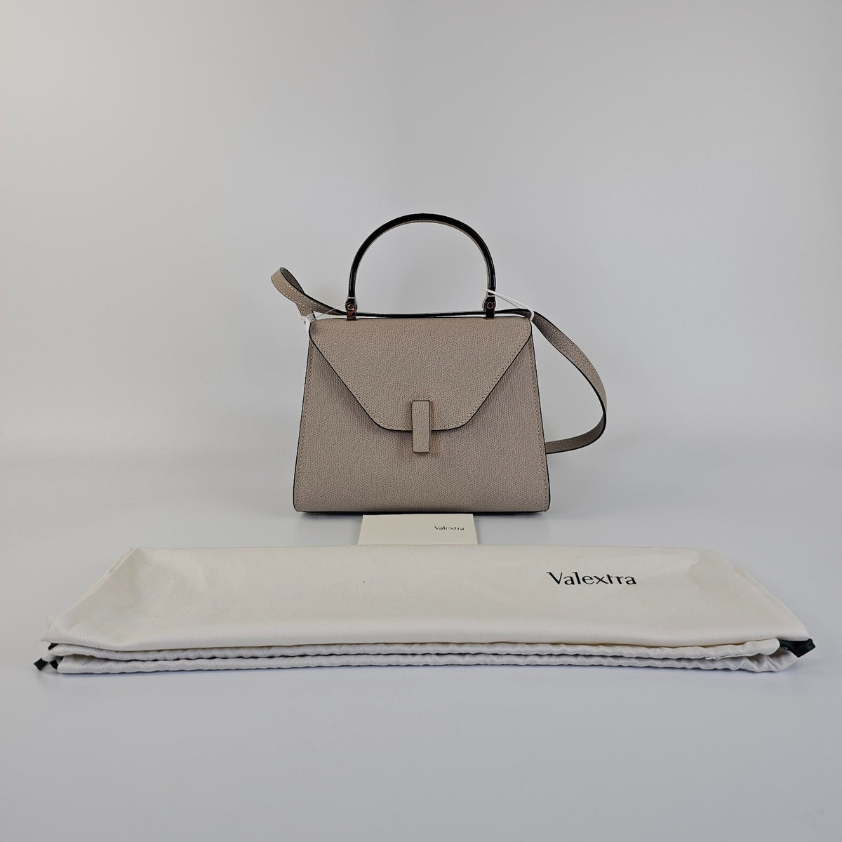 VALEXTRA Iside Mini Nude Leather Top Handle Bag New