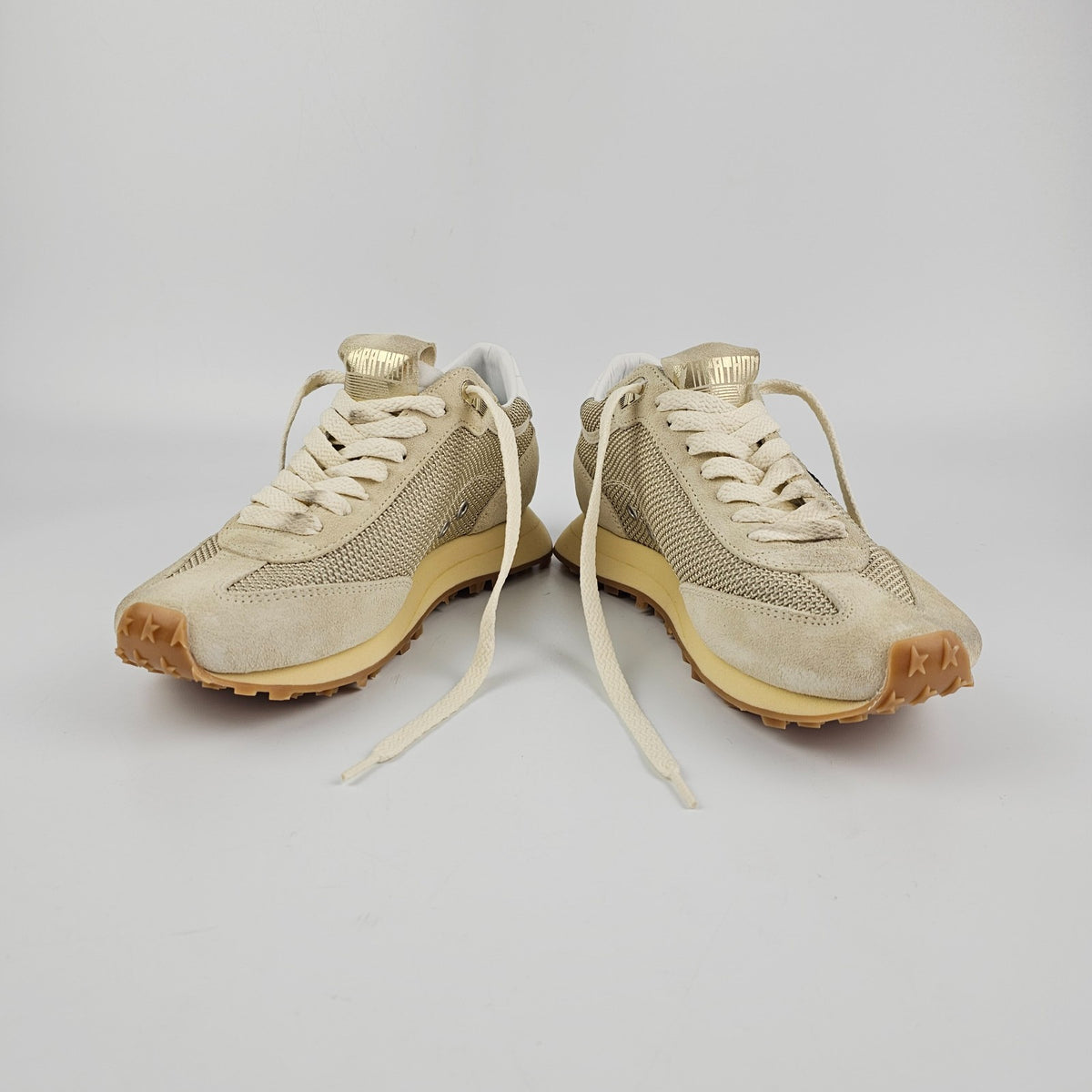 GOLDEN GOOSE Marathon Women's Beige Suede Sneakers New
