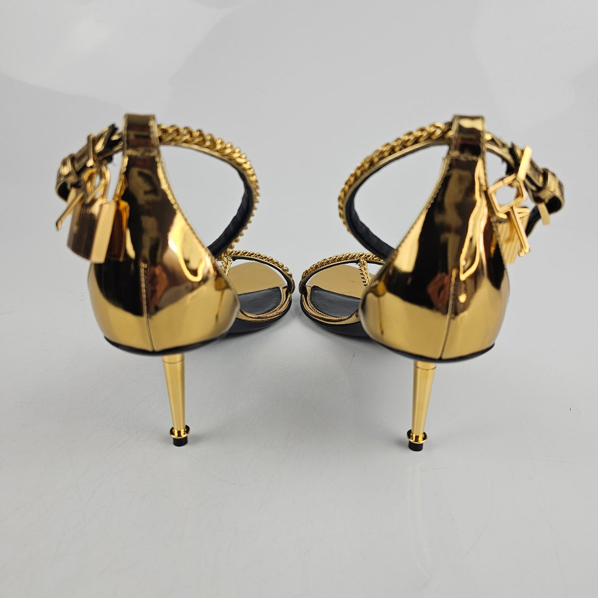 TOM FORD Padlock 55mm Gold Leather Sandals New Size 41 US 11