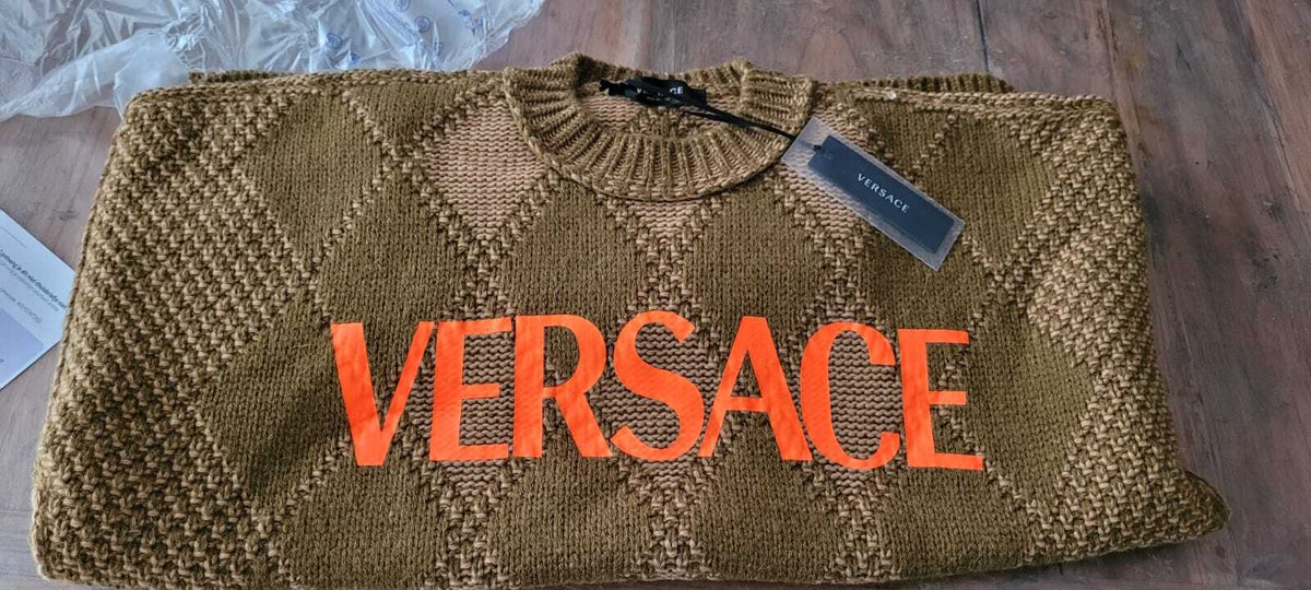 VERSACE Khaki/Brown Sweater New Size S