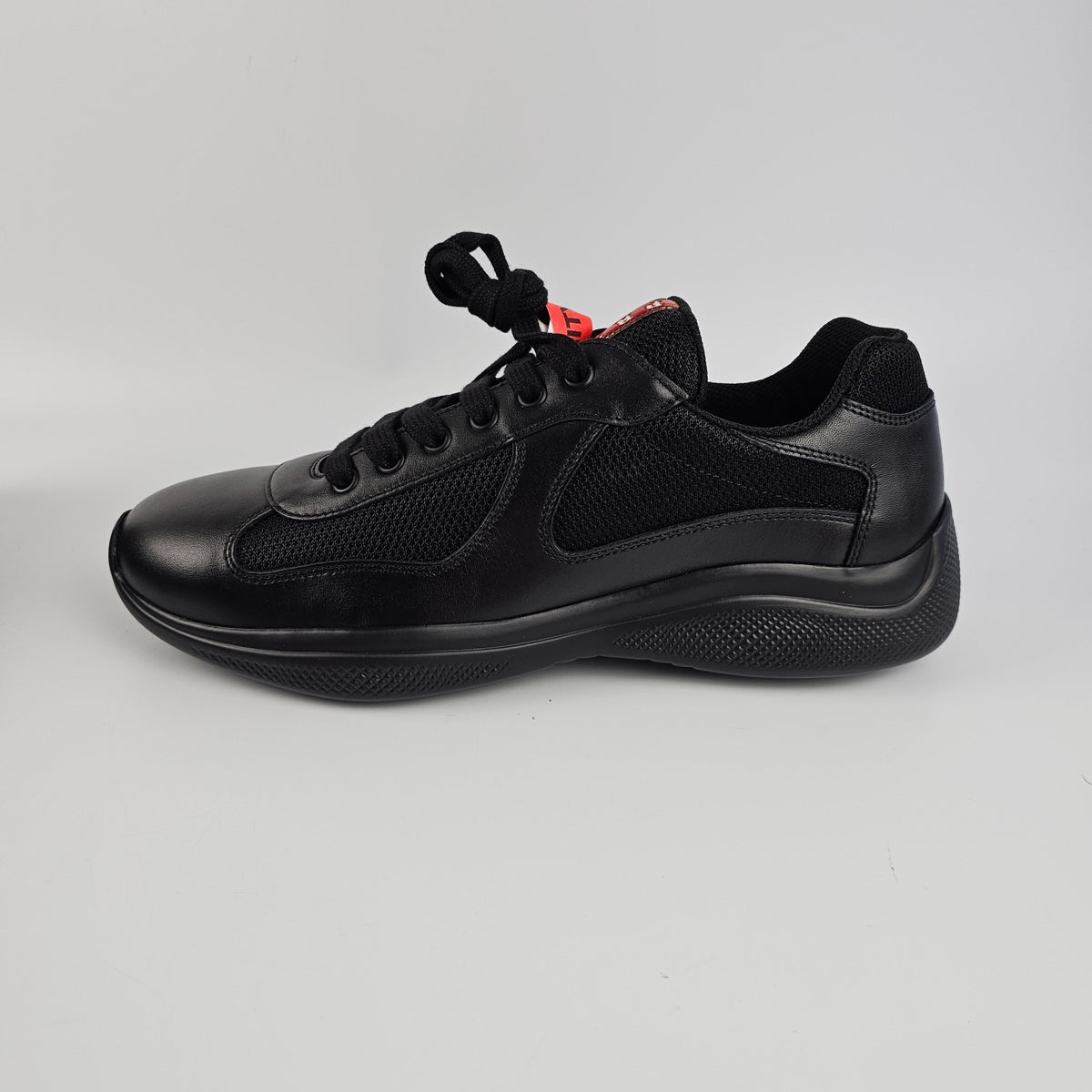 PRADA America's Cup Black Leather Sneakers Size UK 8 US 9