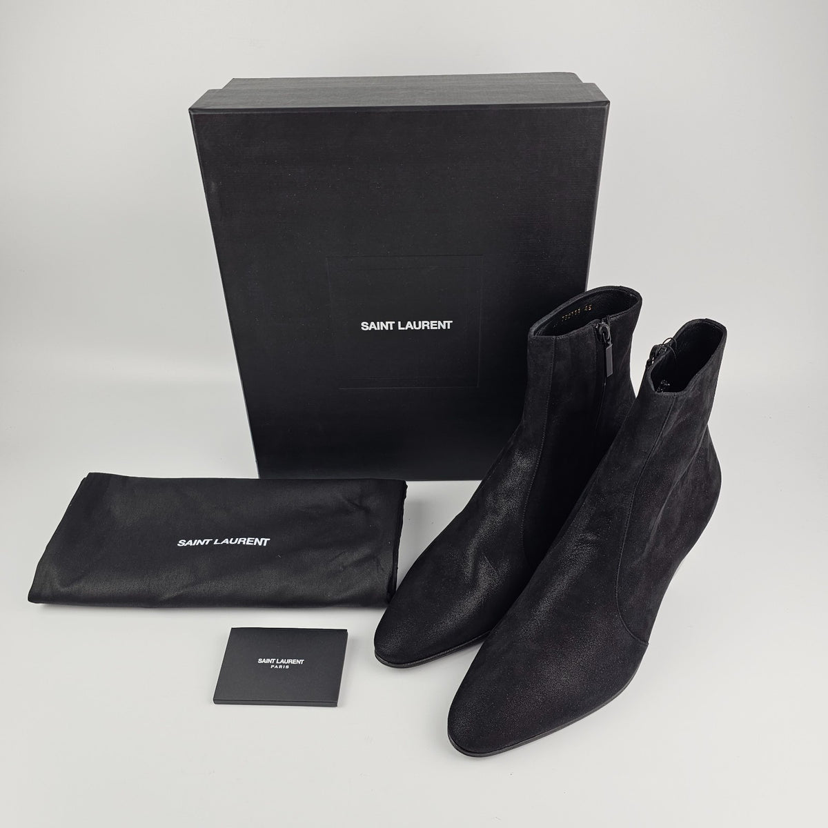 SAINT LAURENT Vassili Black Suede Boots New & Authentic