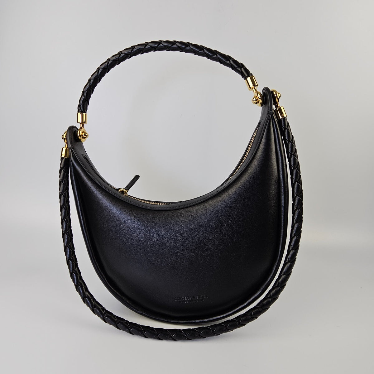 Bottega Veneta Hula Hoop $2950 Black Smooth Leather Shoulder Bag New/Authentic
