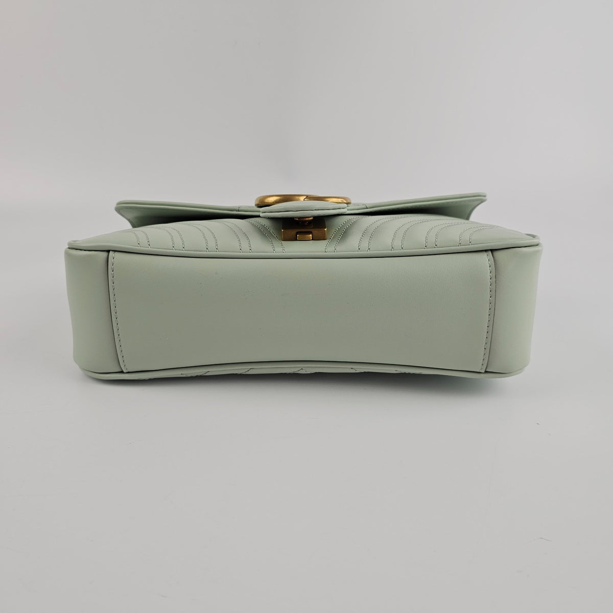 Gucci Marmont Medium GG $2850 Pale Green Leather Shoulder Bag New And Authentic