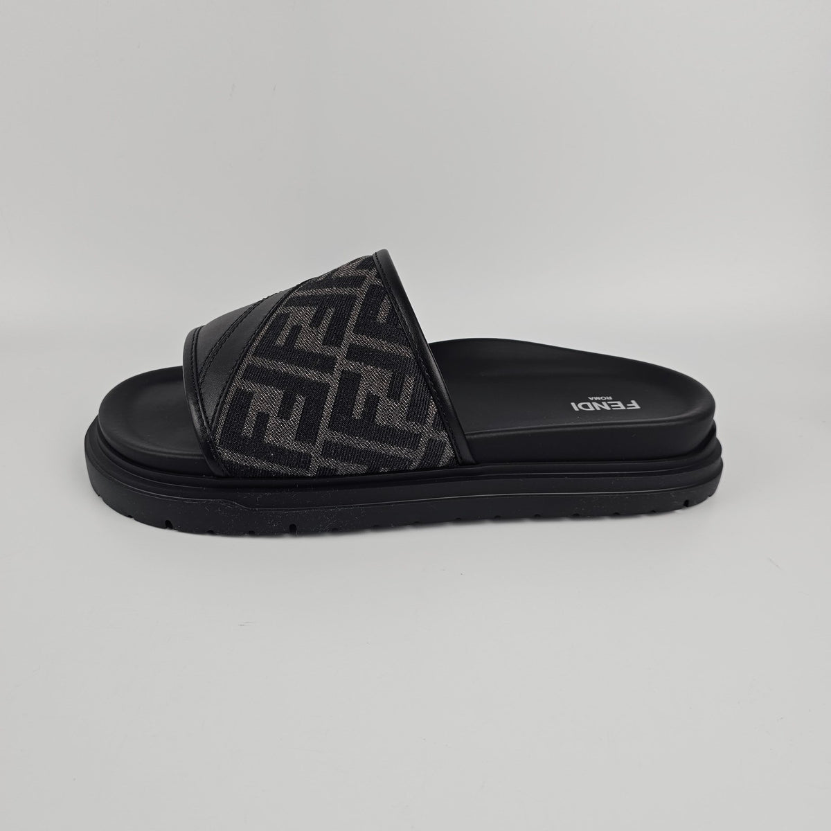 FENDI Diagonal $595 Gray Slides New & Authentic