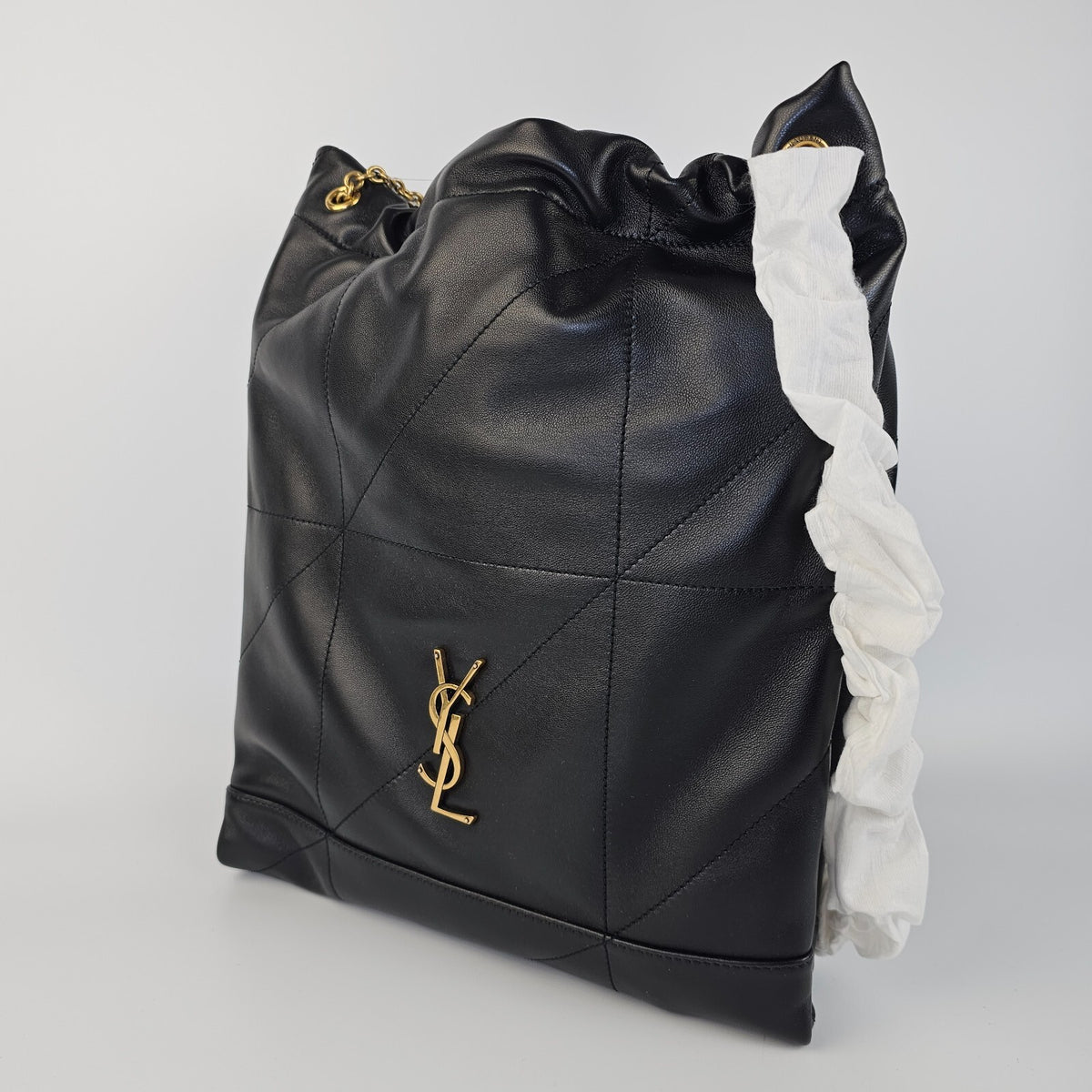 SAINT LAURENT Jamie 4.3 Pochon Black Leather Shoulder Bag New/Authentic