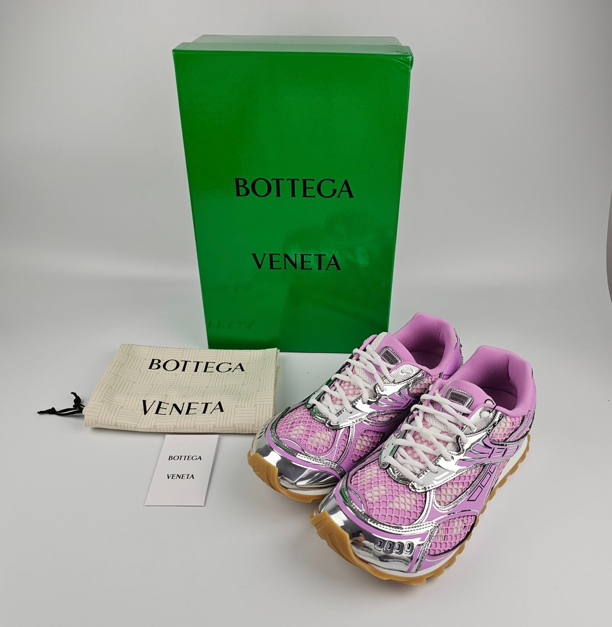 BOTTEGA VENETA Orbit Men's Gloss/Silver Sneakers New & Authentic