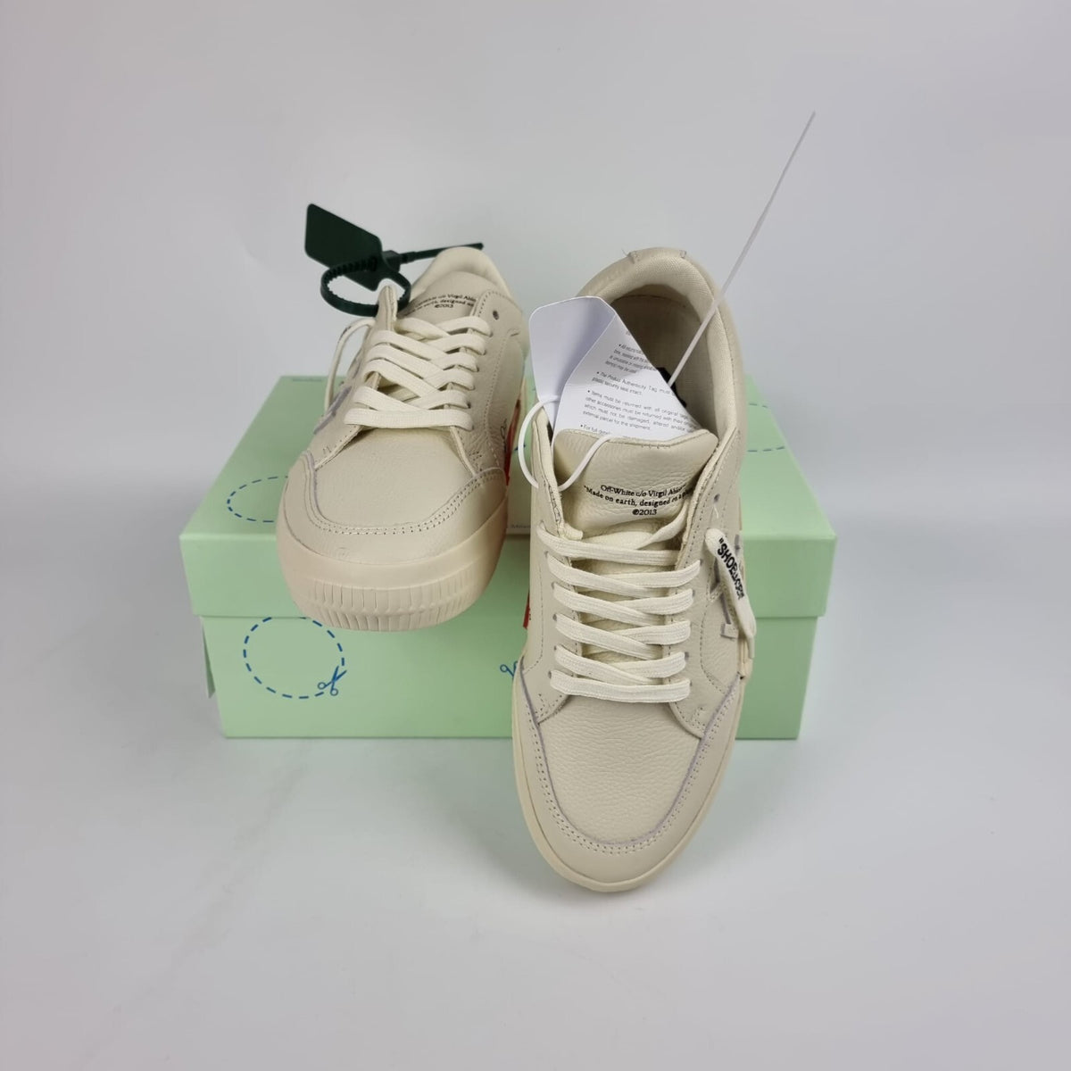 OFF-WHITE Women's Vulcanized Camel Leather Sneakers New Size 38 US 8