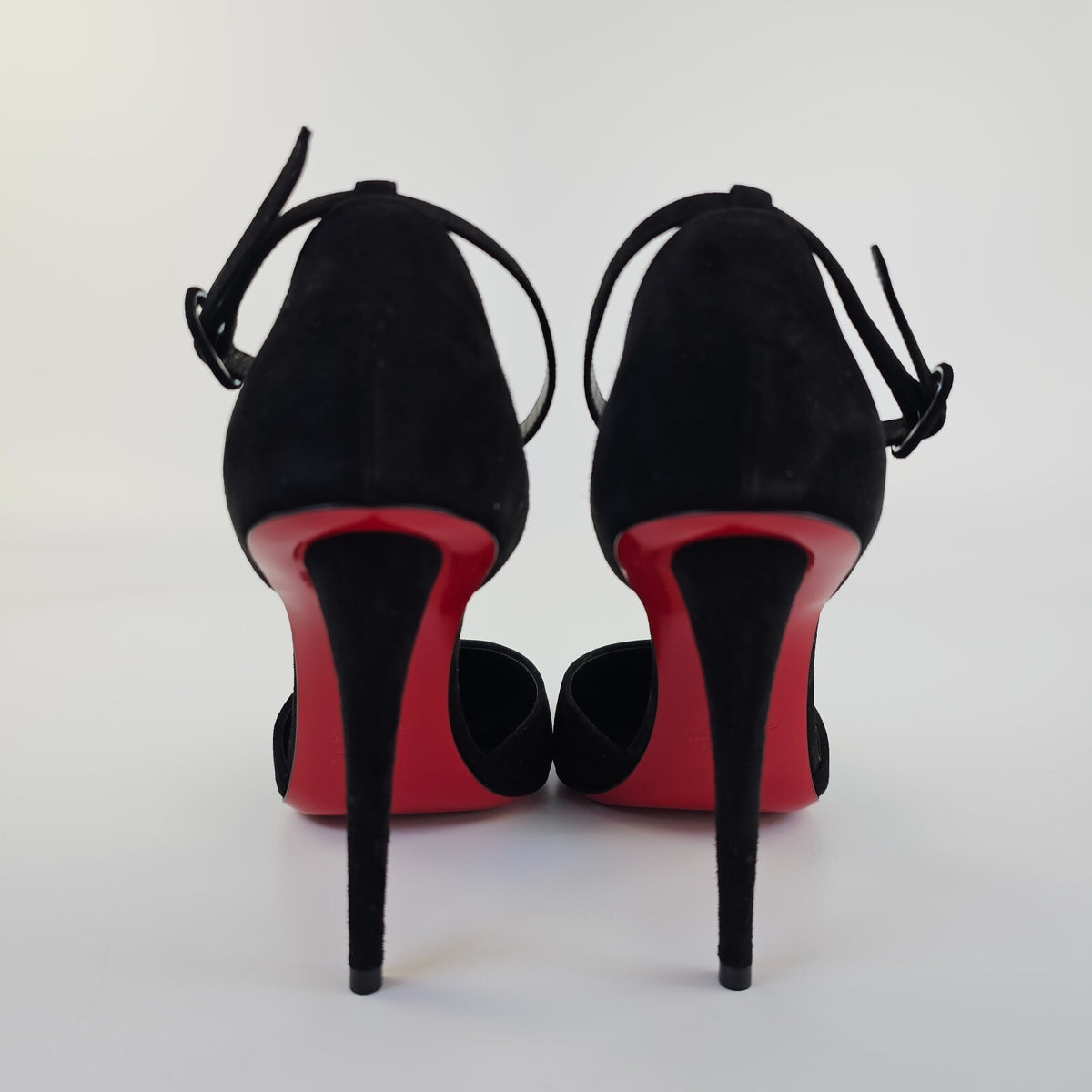 CHRISTIAN LOUBOUTIN Astrida Bride 100mm Black Suede Pumps New Size 38 US 8