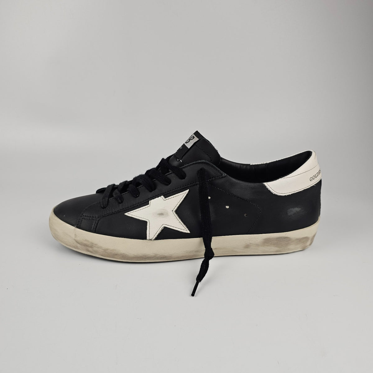 GOLDEN GOOSE Super Star Men's Black/WhiteLeather Low Top Sneakers New