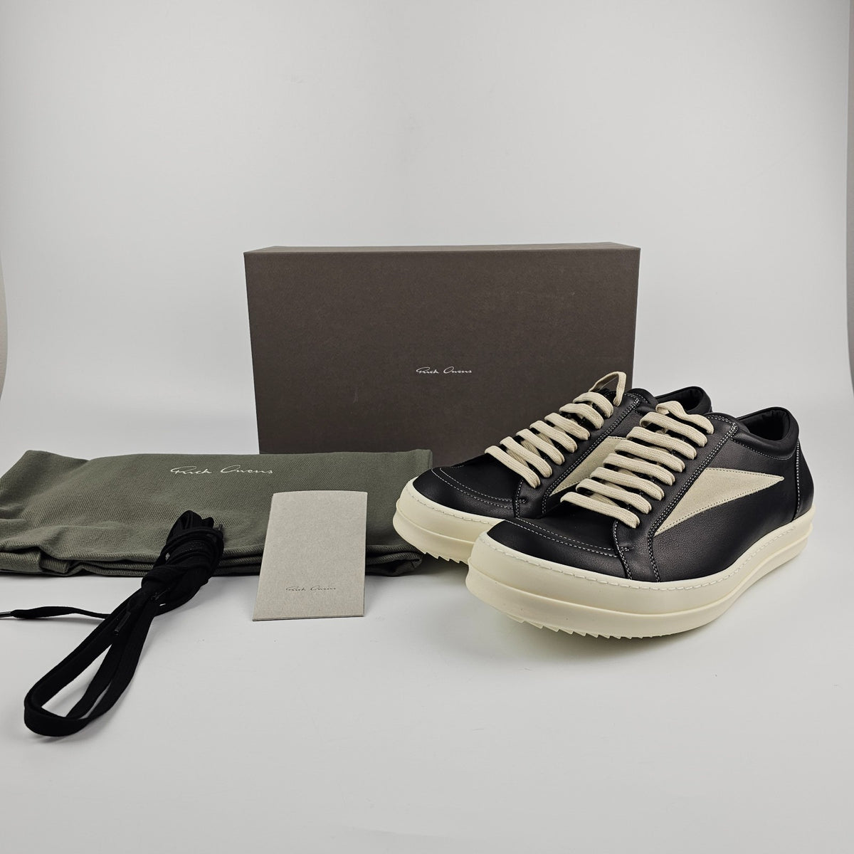 RICK OWENS Temple $1065 Black/Milk Vintage Sneakers New & Authentic