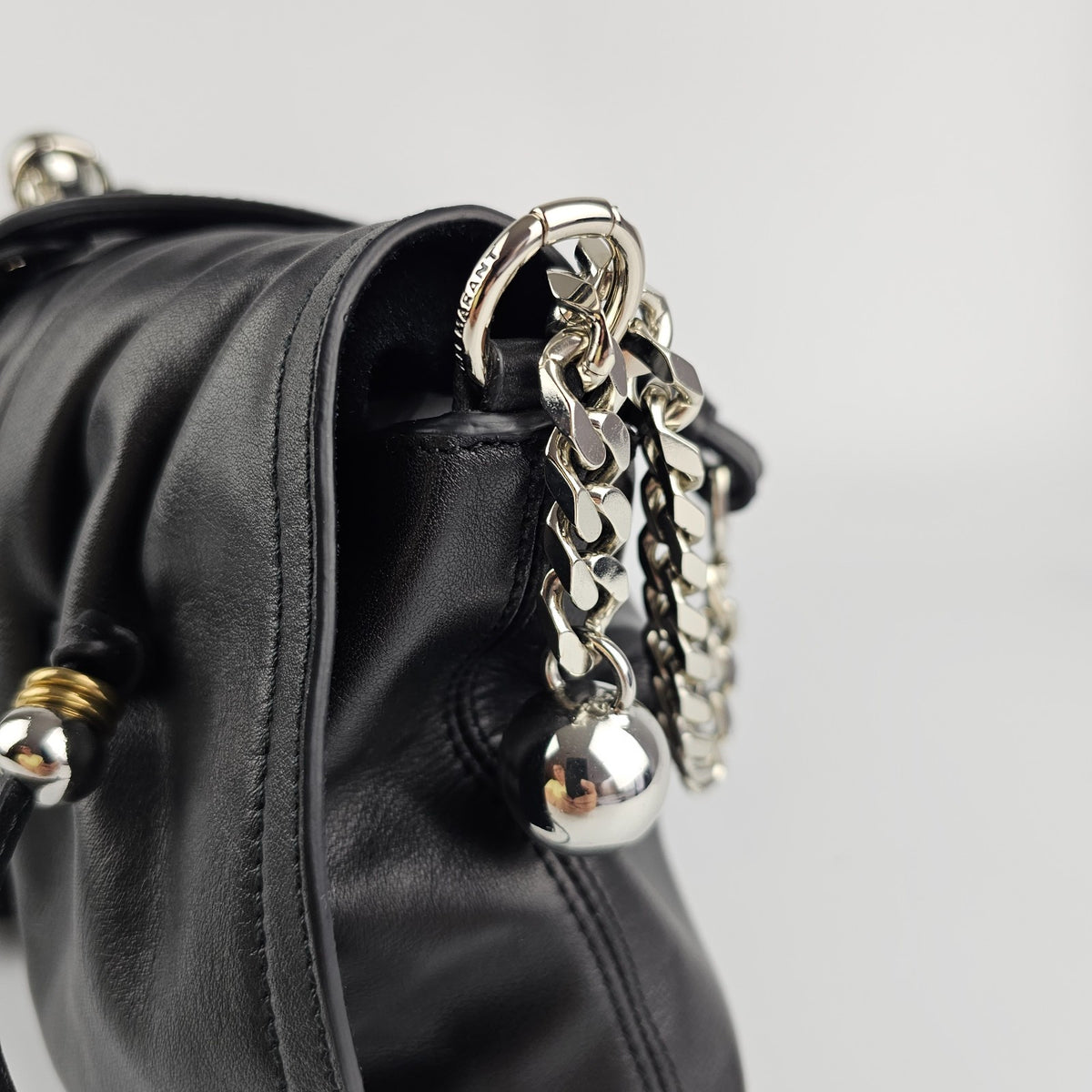 Isabel Marant Bolton Black Leather Shoulder Bag New And Authentic