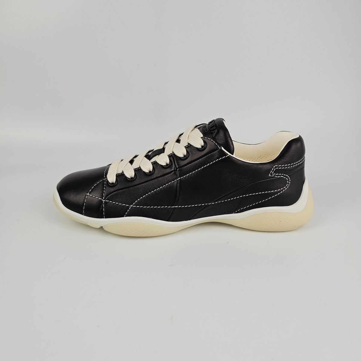 PRADA Black Leather Nappa Sneakers New And Authentic