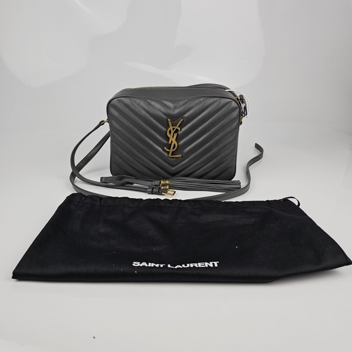 SAINT LAURENT Lou Storm Leather Camera Bag New