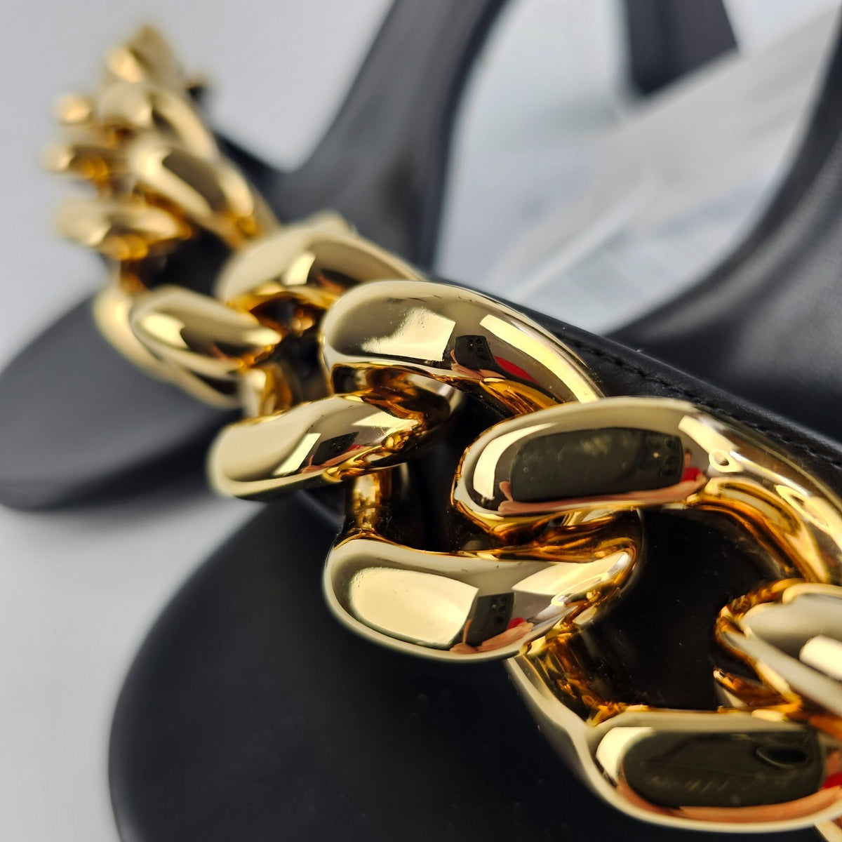 VERSACE Chain 70mm Black Mules New Size 37 US 7