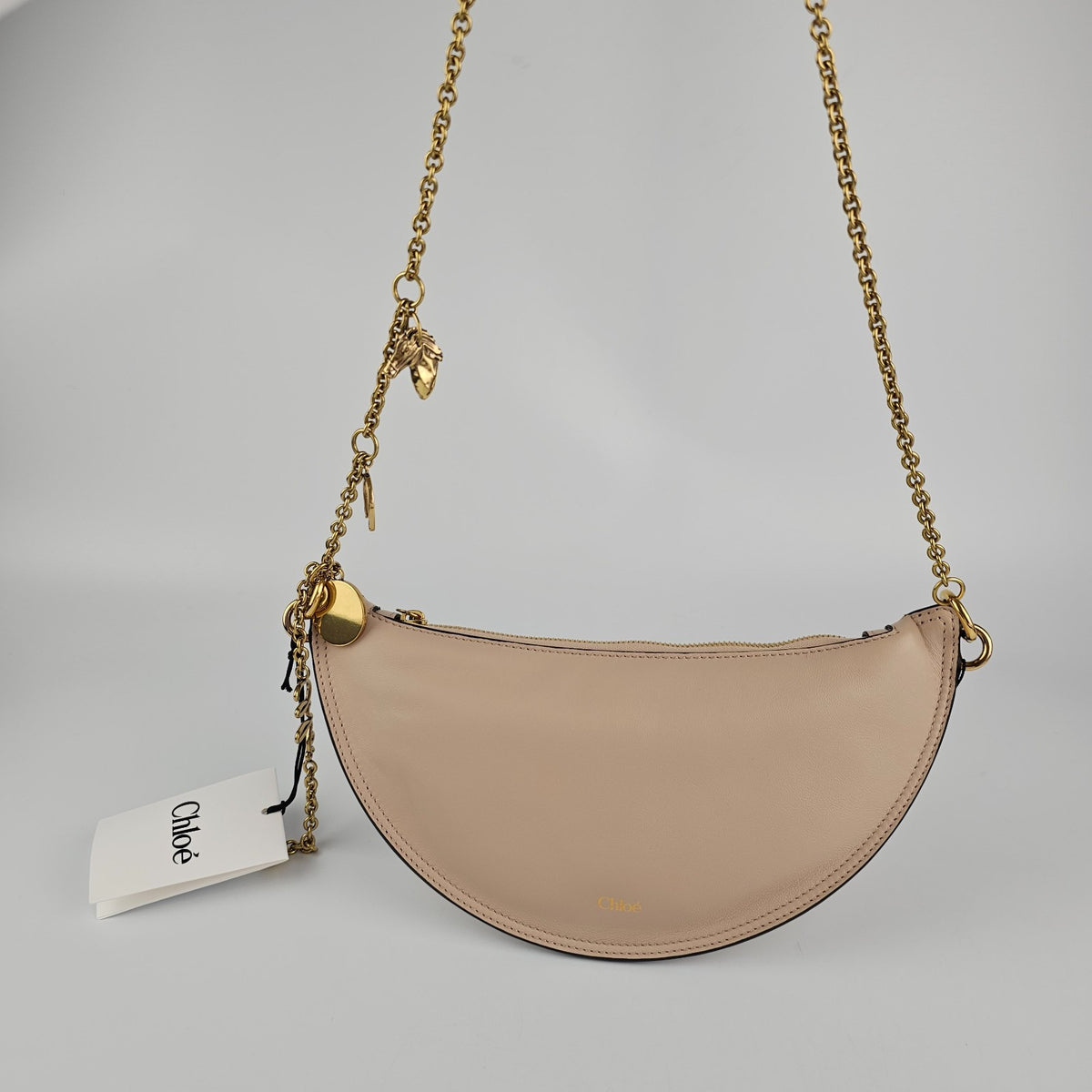 Chloe Icons Halfmoon Mini Beige Shoulder Bag New & Authentic