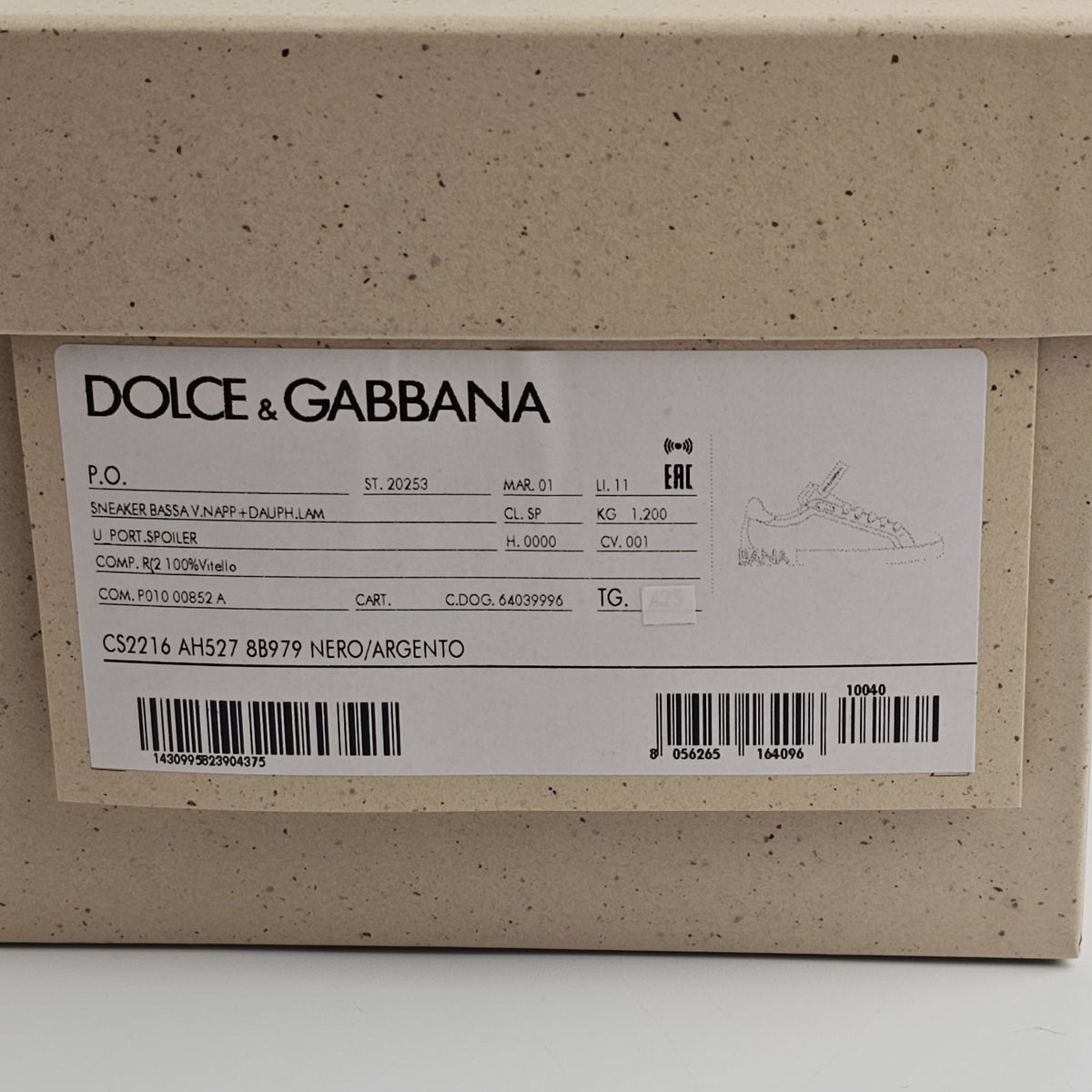 DOLCE&GABBANA Men's Portofino Black Leather New & Authentic