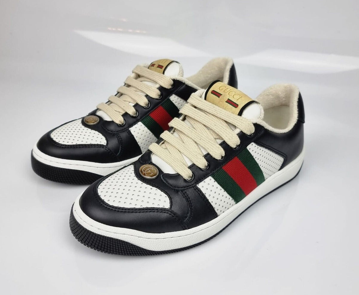 Gucci Women's Screener Black And White Sneakers New