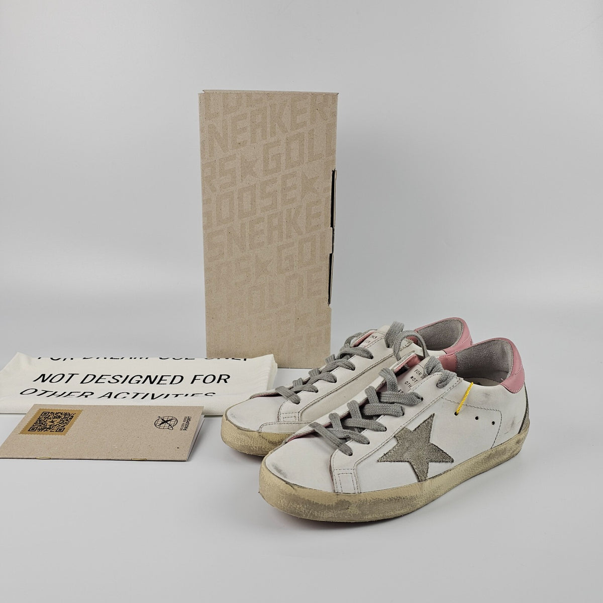 GOLDEN GOOSE Super Star Women's White/Pink Leather Sneakers New