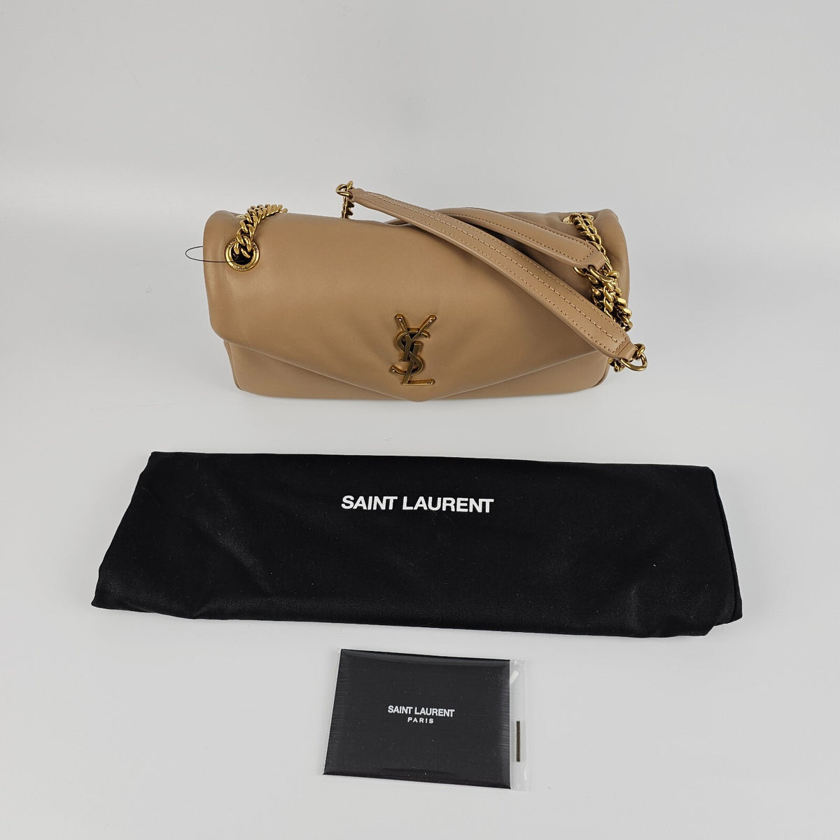 SAINT LAURENT Calypso Small Dark Toffee Plunged Leather Shoulder Bag