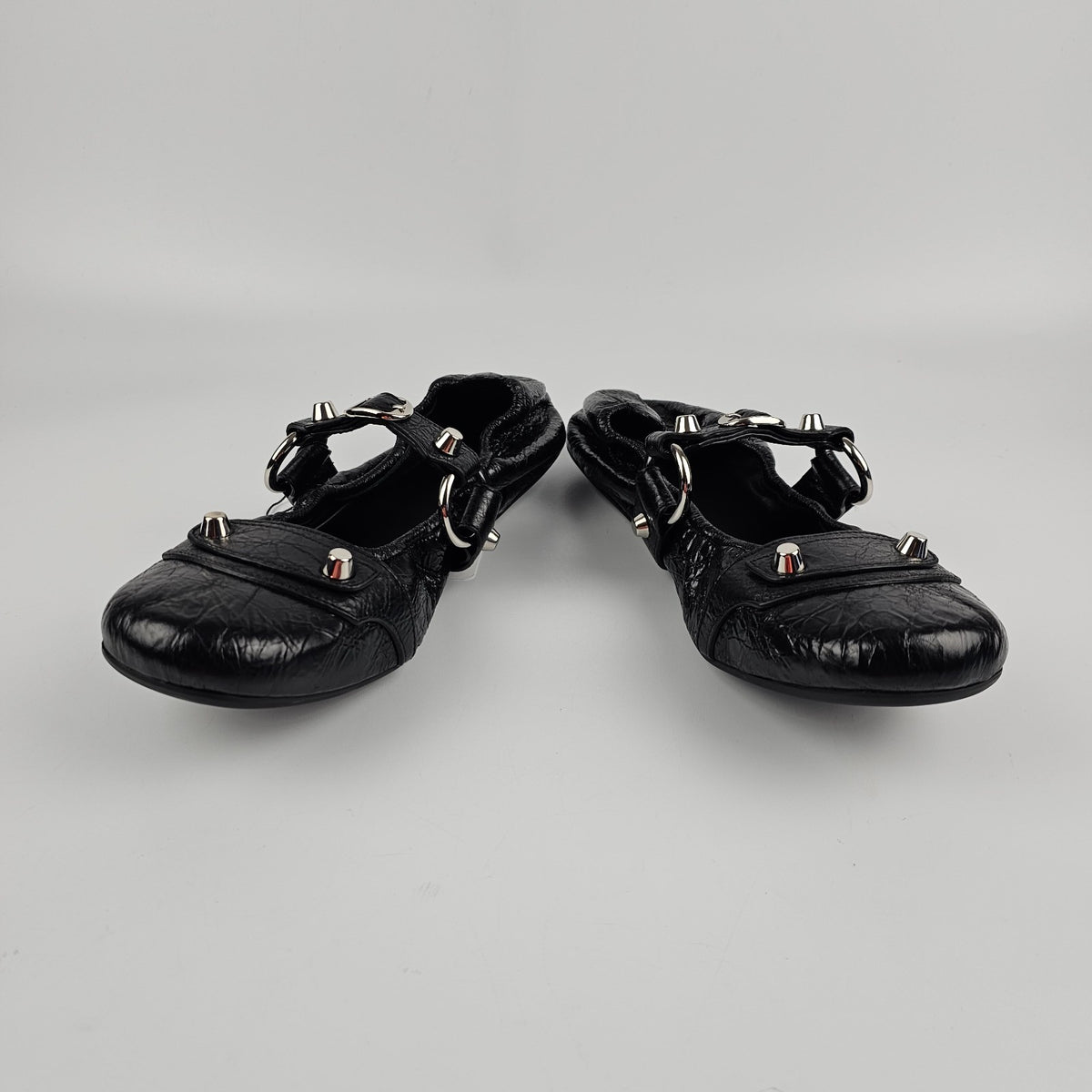 BALENCIAGA City $950 Black Leather Ballerinas New & Authentic
