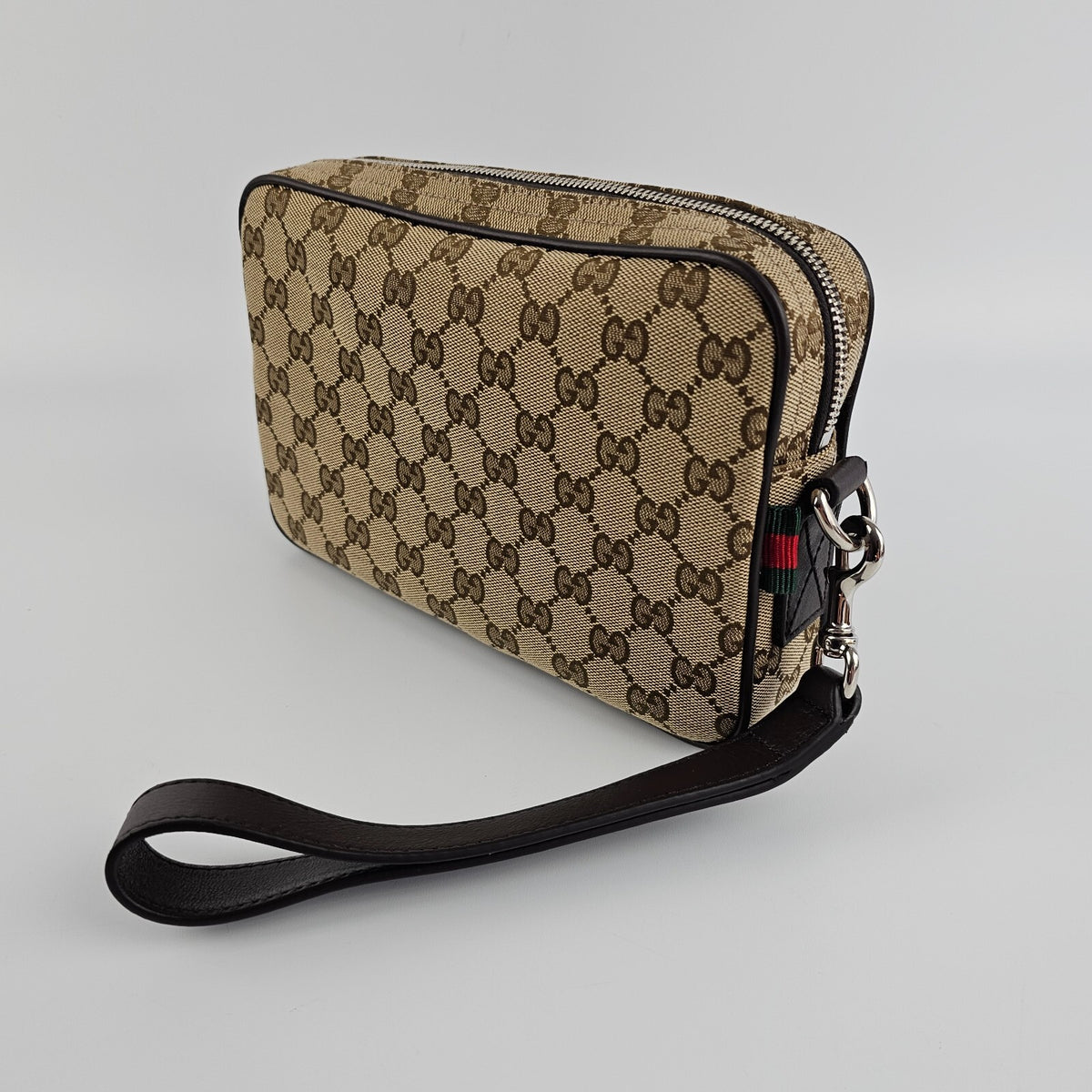 GUCCI $1890 Beige/Dark Brown GG Canvas Small Crossbody Bag New & Authentic