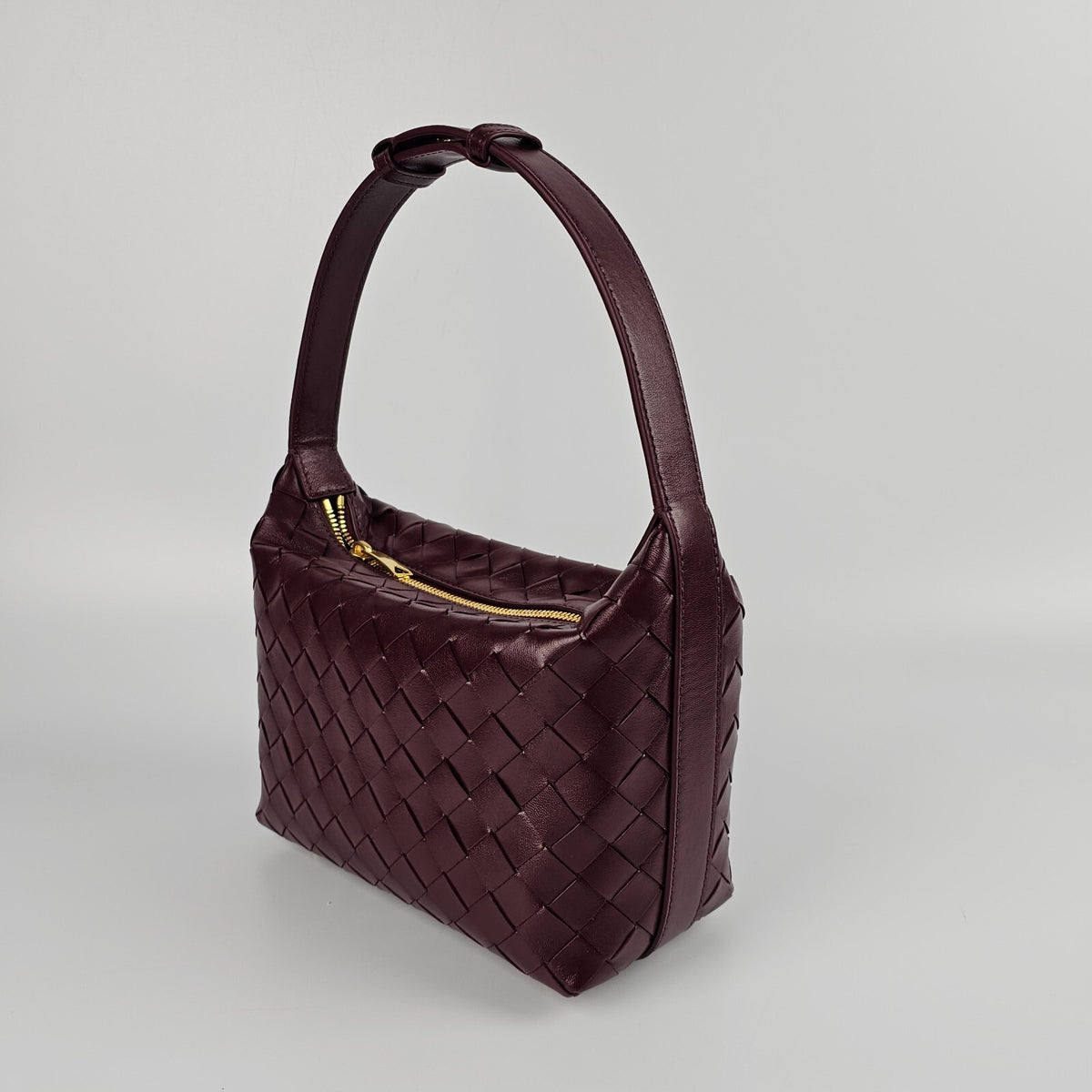 Bottega Veneta Wallace Mini $2850 Barolo Leather Shoulder Bag New/Authentic