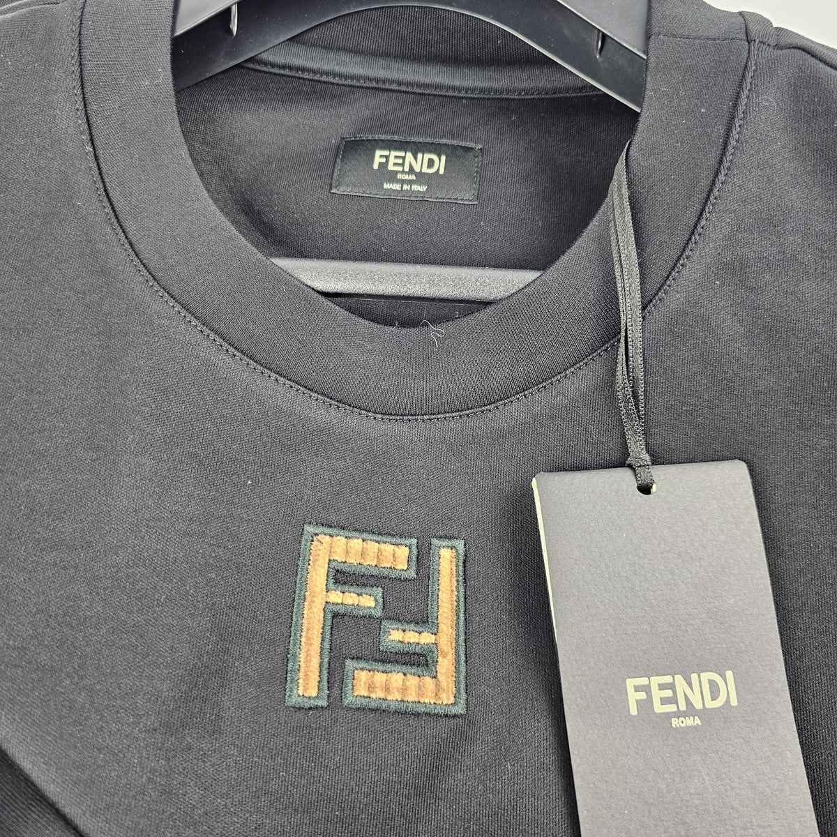FENDI $890 Black Cotton T-shirt New & Authentic