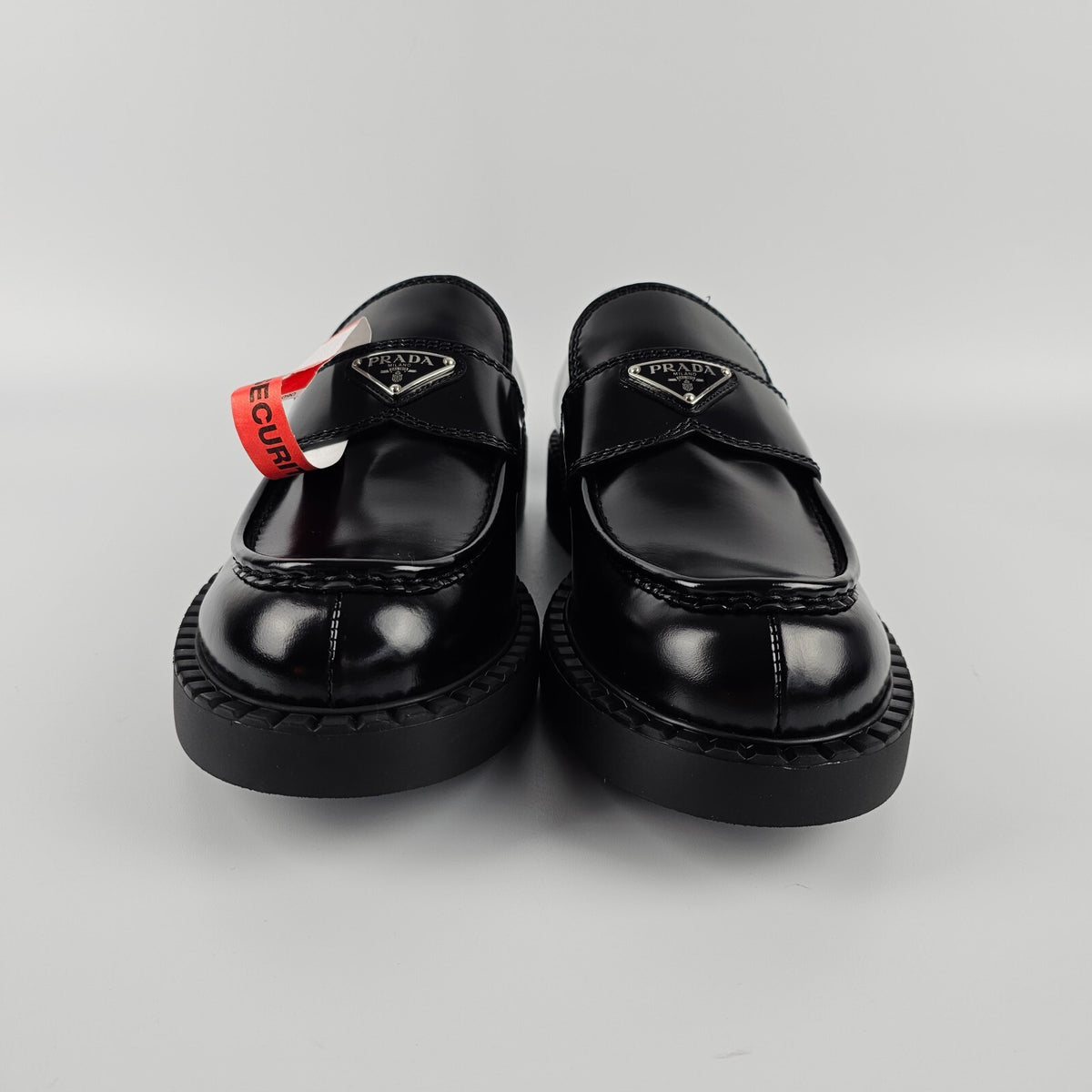 PRADA Chocolate Black Brushed Leather Loafers New And Authentic