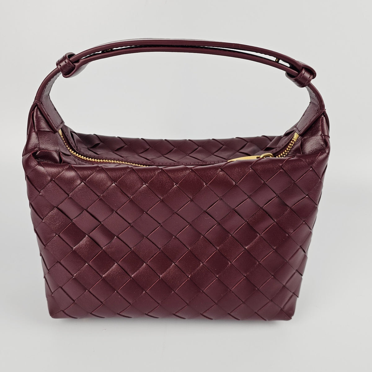 Bottega Veneta Wallace Mini $2850 Barolo Leather Shoulder Bag New/Authentic