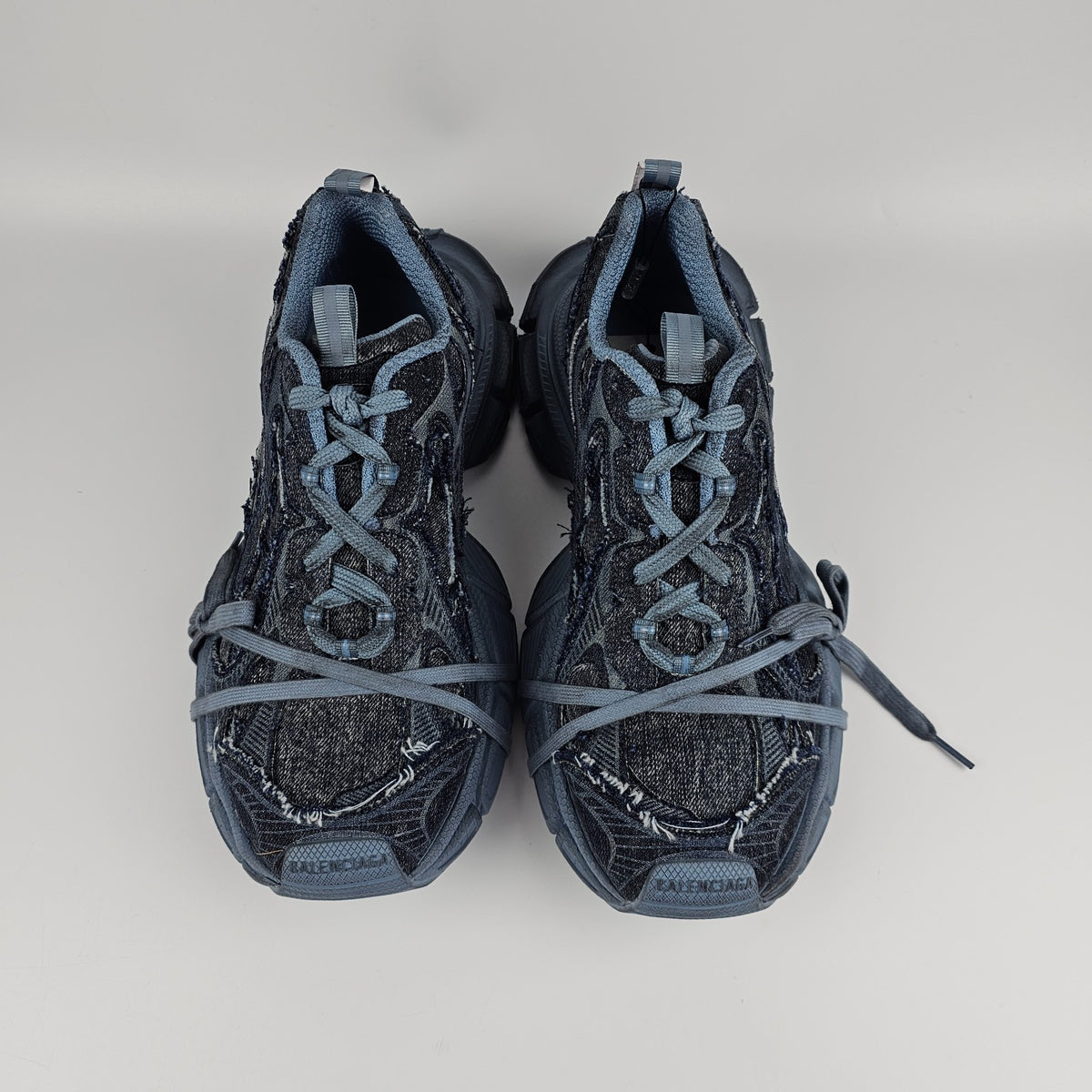 BALENCIAGA 3XL $1250 Men's Blue Denim Sneakers New & Authentic