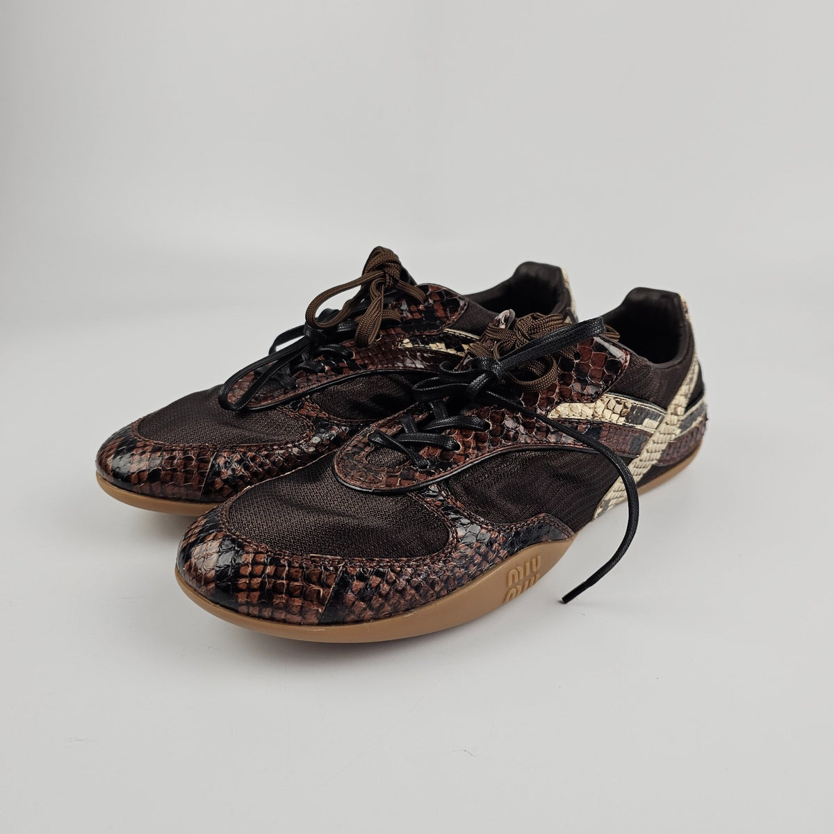 MIU MIU Gymnasium $1350 Tabacco Sneakers New & Authentic