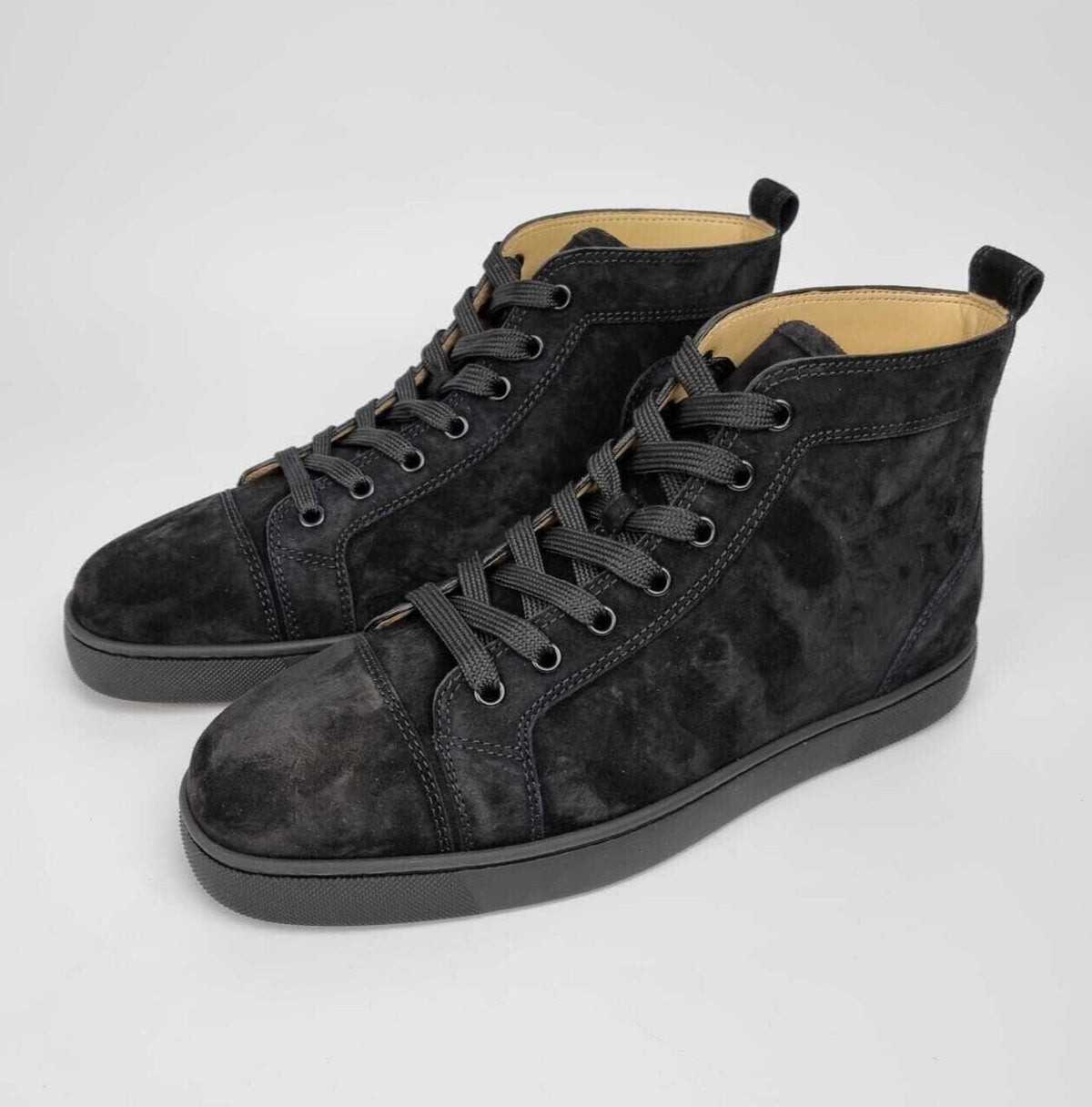 CHRISTIAN LOUBOUTIN Louis Orlato Suede Black Sneakers New Size 39.5 US 6.5