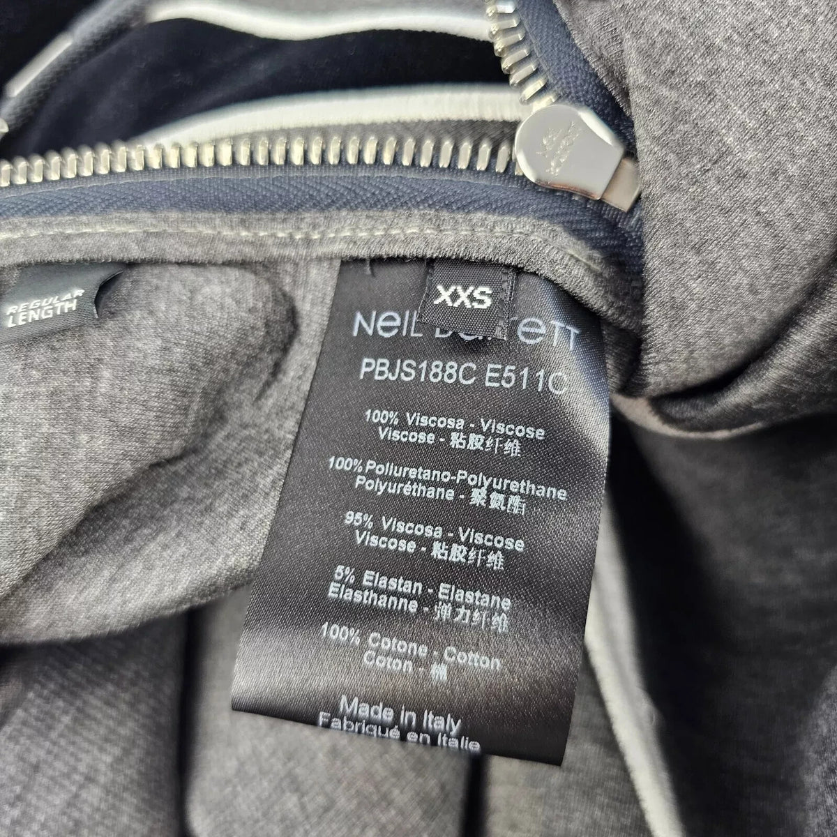 Neil Barrett Men's Gray Neoprene Sweatshirt New Size XXS