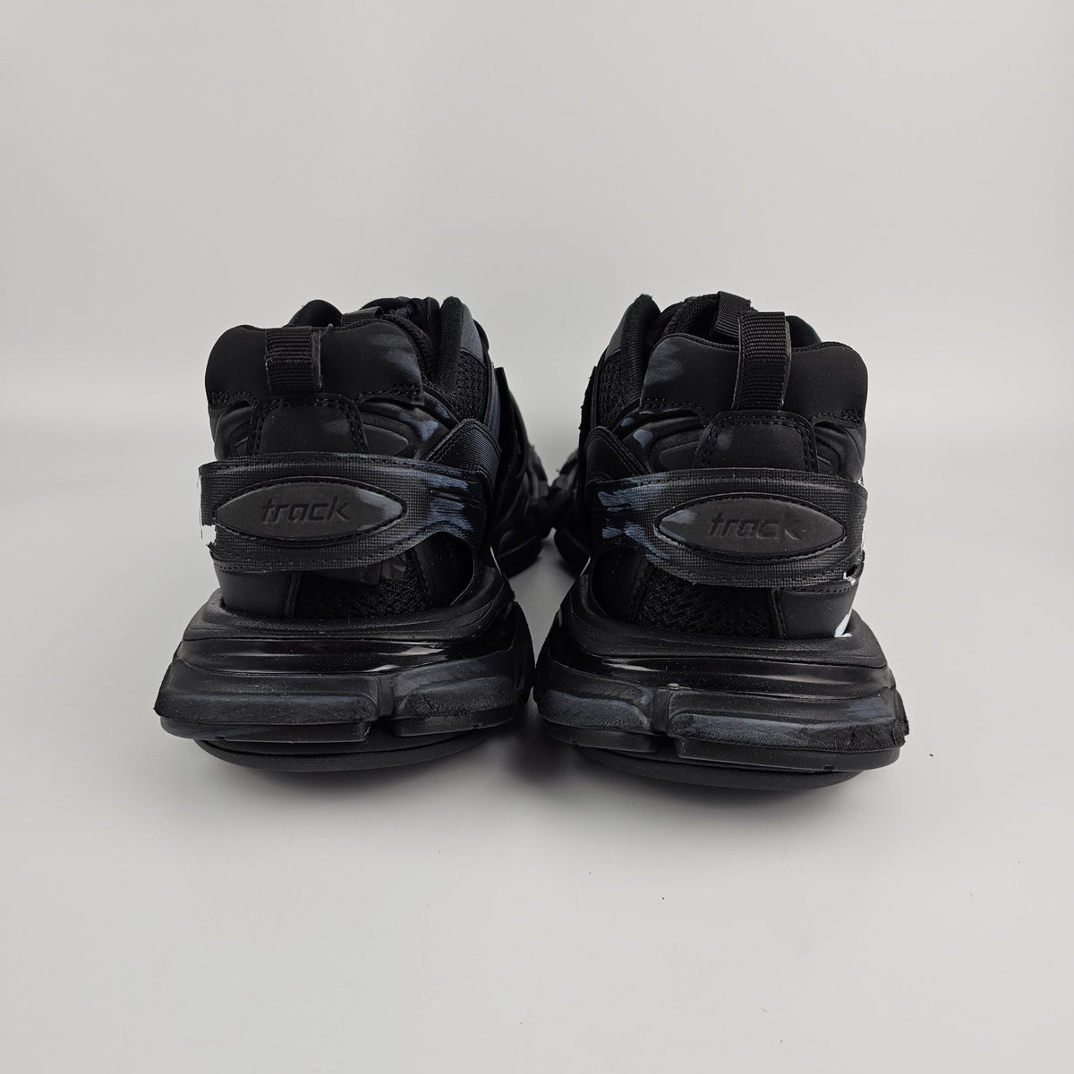 BALENCIAGA Track Signature $1225 Black/White Sneakers New & Authentic