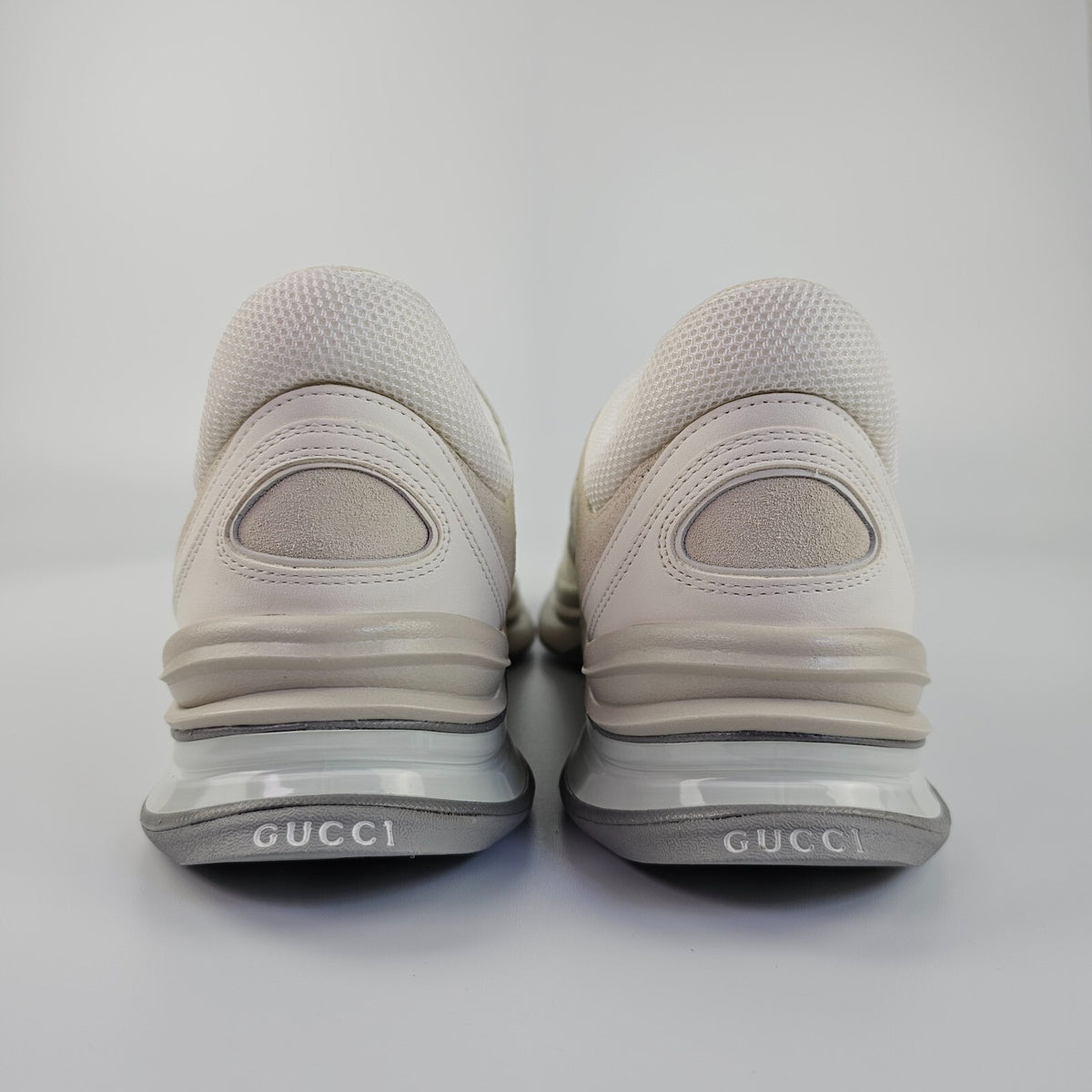 GUCCI Run GG Women's White/Beige Leather Low Top Sneakers New