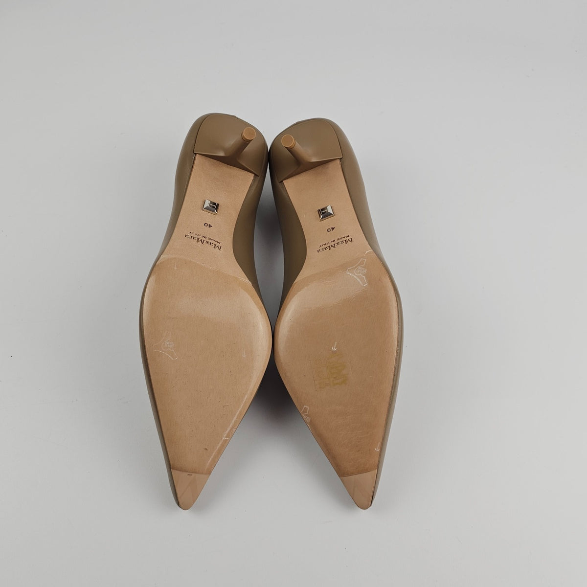 MAX MARA Beige Leather Heeled Pumps New & Authentic