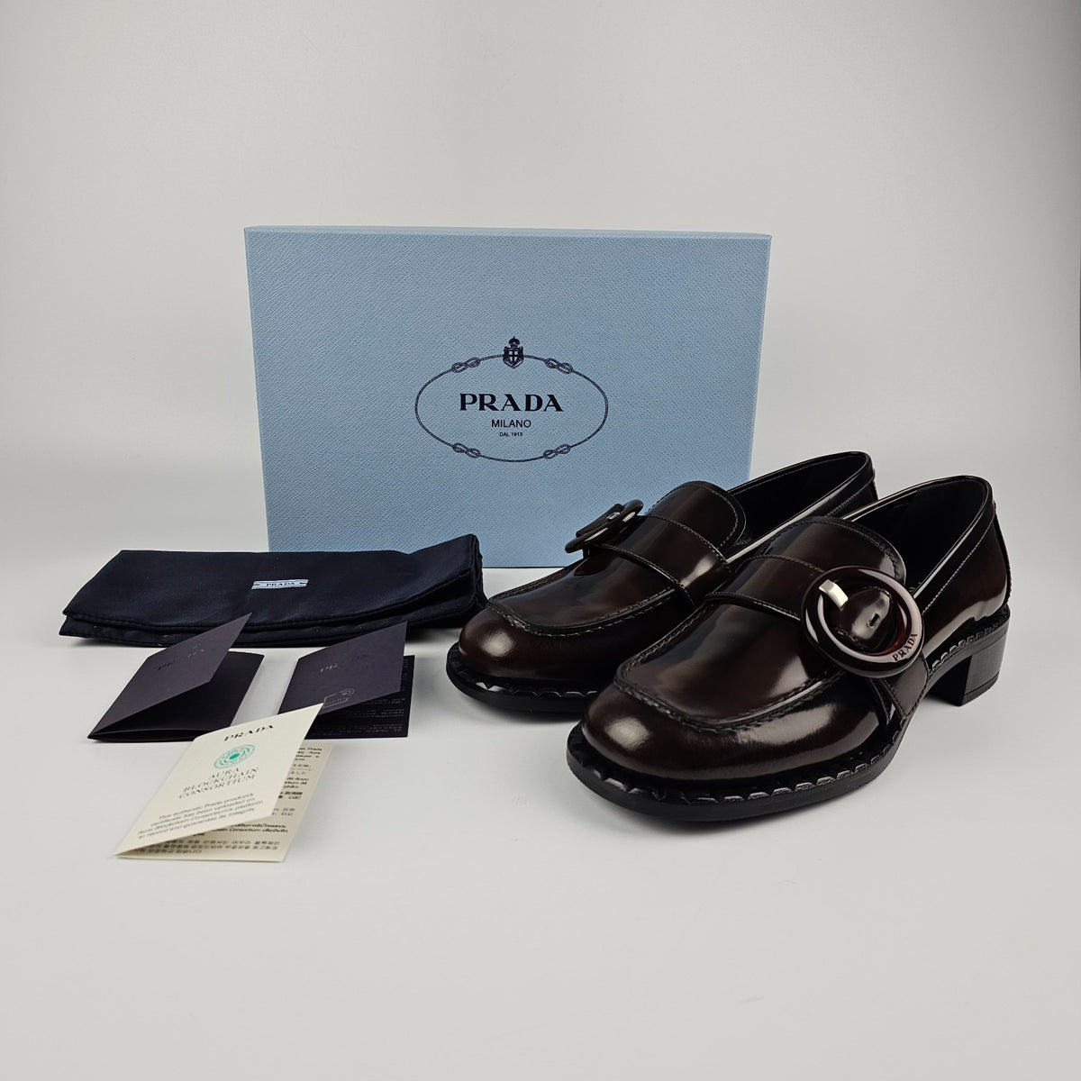 PRADA Brown Leather Loafers New And Authentic