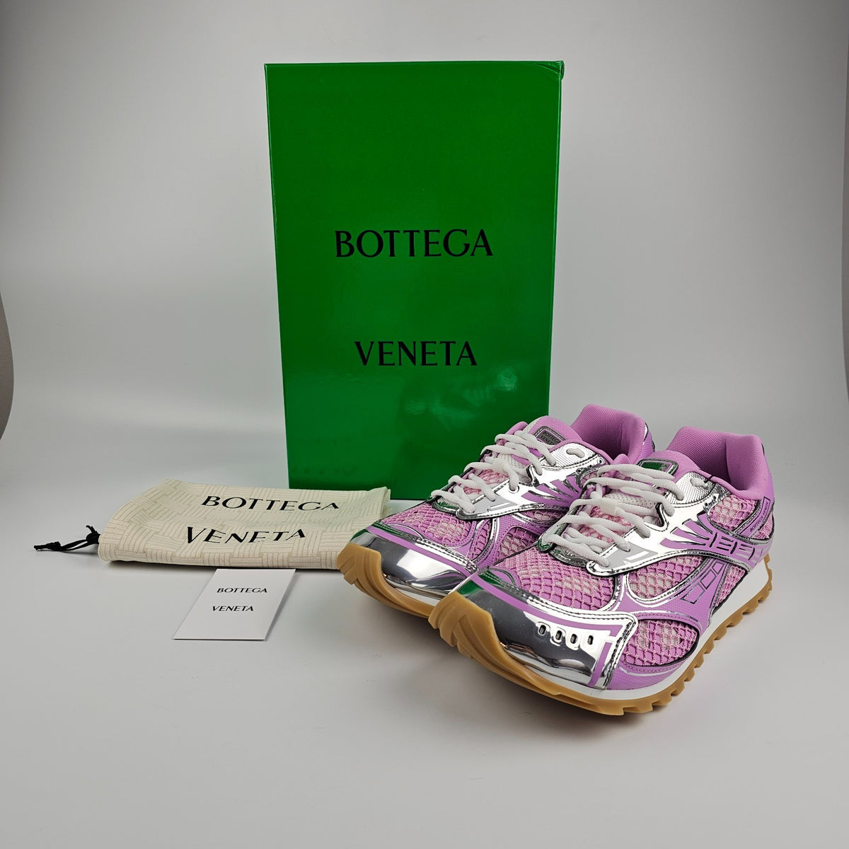 BOTTEGA VENETA Orbit Men's Gloss/Silver Sneakers New & Authentic